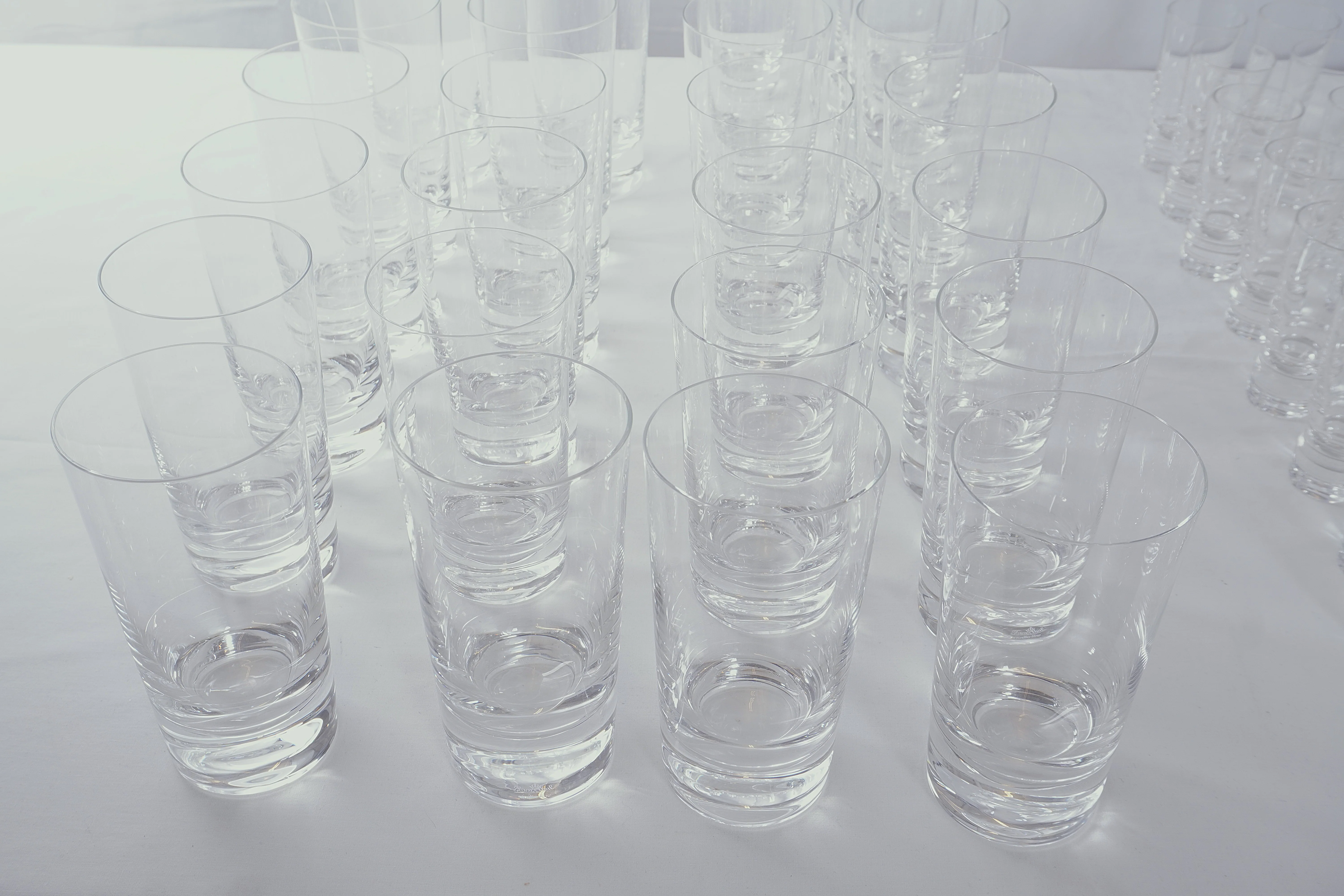 20 Baccarat Crystal Drinking Glass, 16 Baccarat Crystal Liquor Shot Glass, 6 Baccarat Crystal Whiskey Glass, and 10 Riedel Vinum Water Glasses, Set of 52 - Image 5