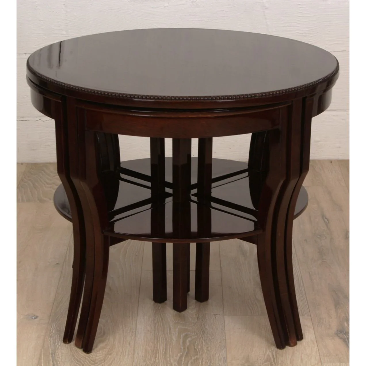 Antique Art Deco Nesting Walnut Tables C1930s - Image 7