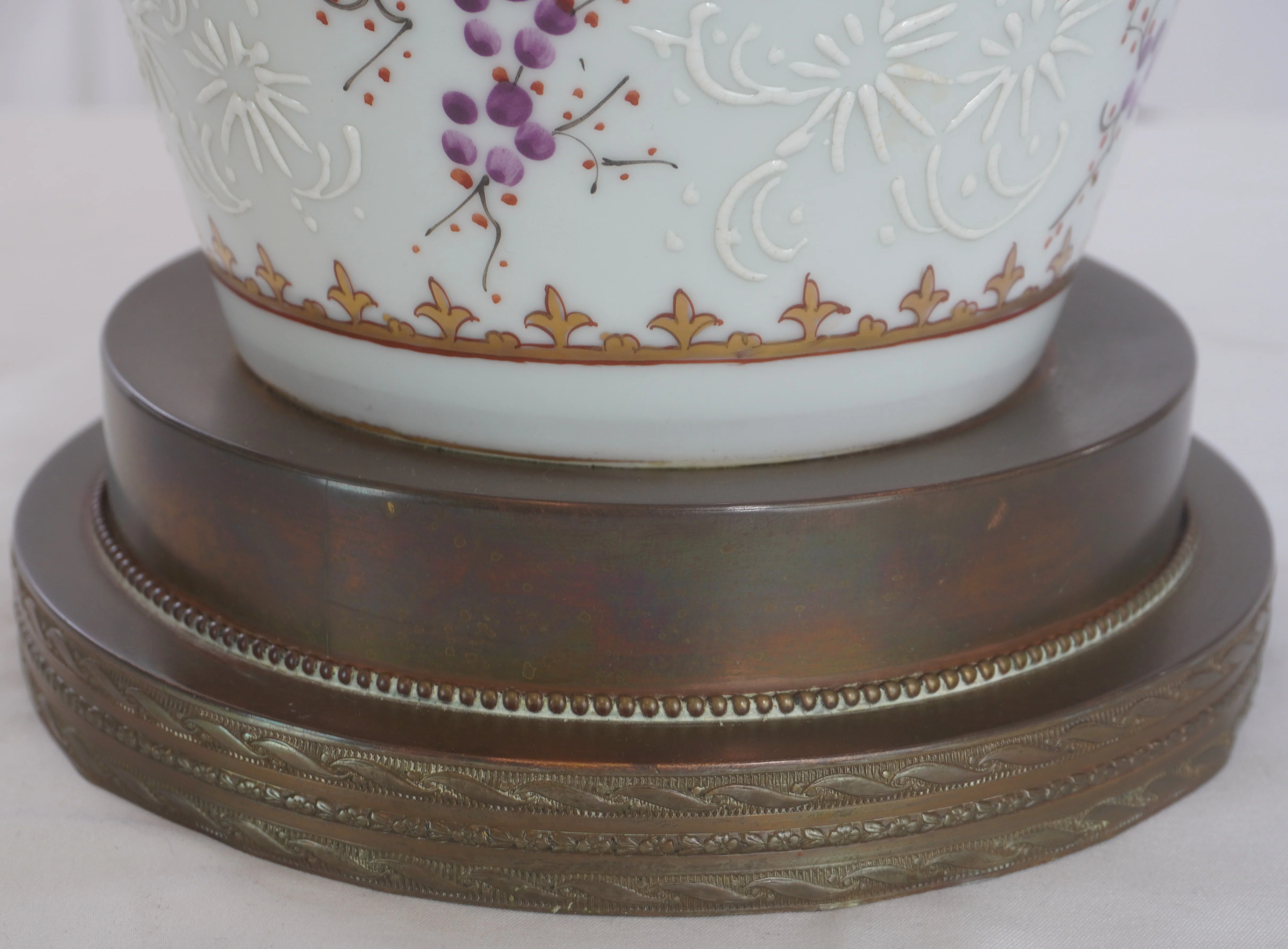 Antique French Edme Samson Armorial Pot w Lid Lamps, Pair of - Image 11