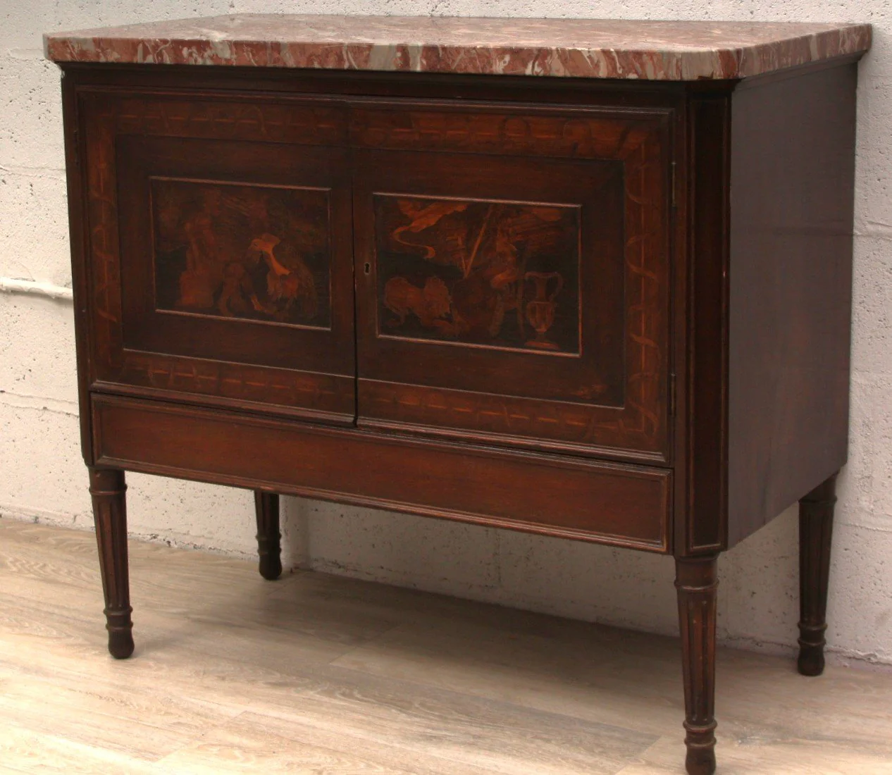 Antique Italian Commode with Inlay Marquetry & Marble Top, 19thC - Image 4
