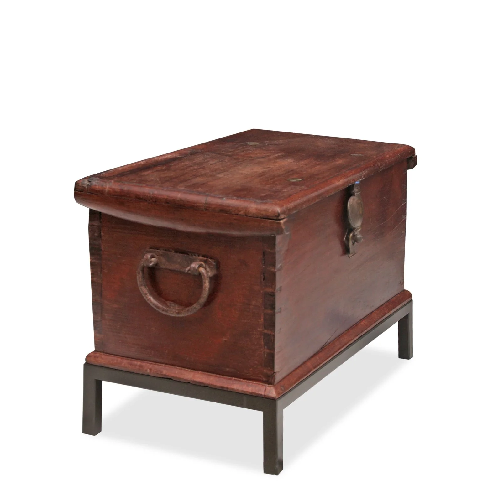 Antique Chest with Brass on Iron Stand, C19th Century - Image 3