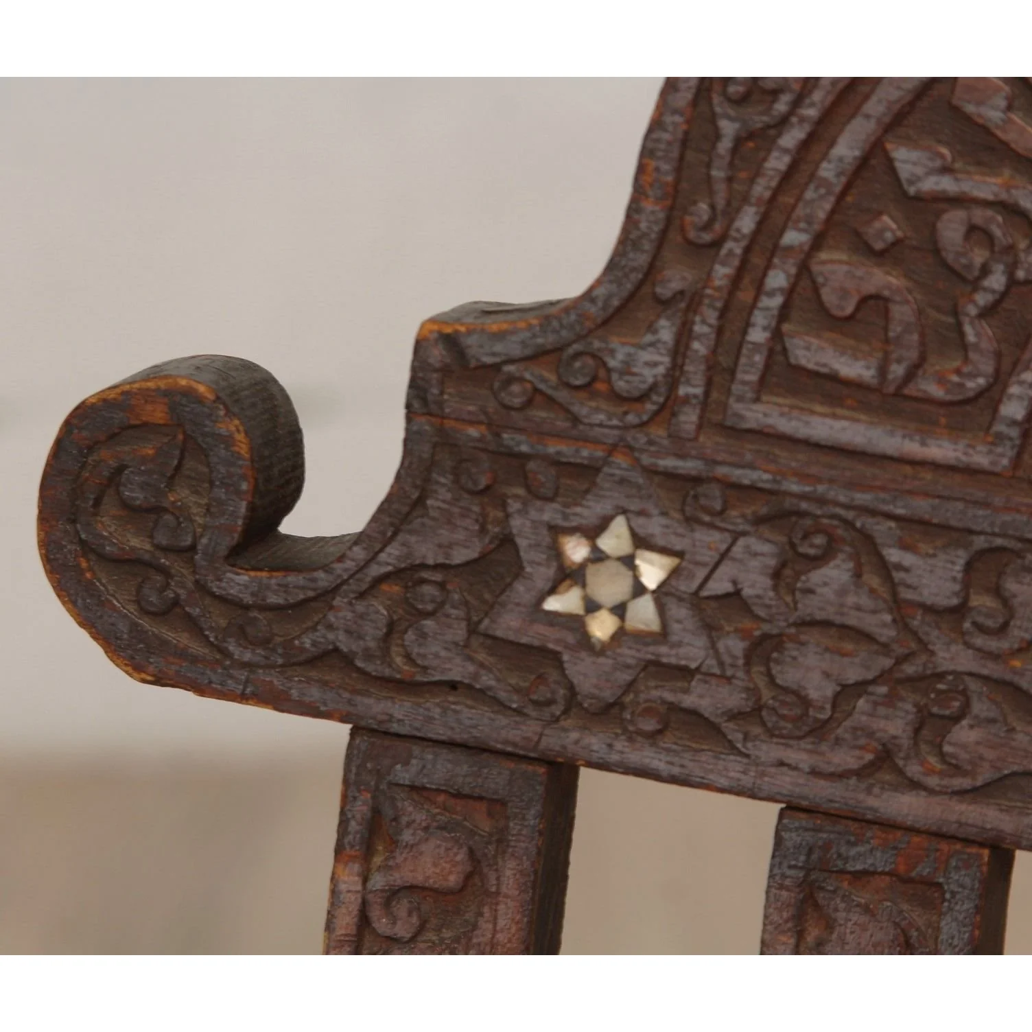 Antique Syrian Moorish Mother of Pearl Inlaid Folding Chair 19thC - Image 10