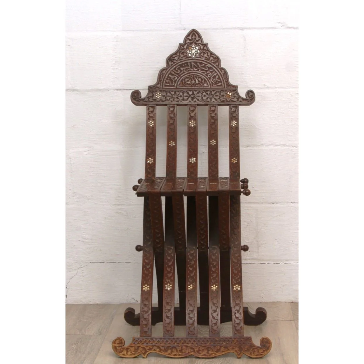 Antique Syrian Moorish Mother of Pearl Inlaid Folding Chair 19thC - Image 3