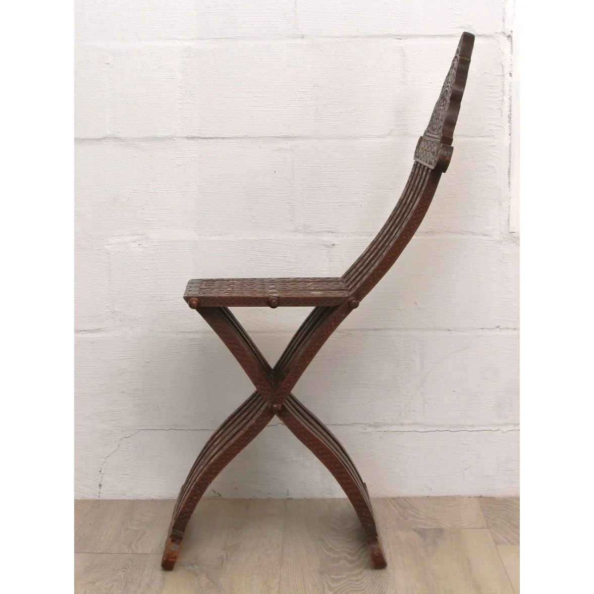 Antique Syrian Moorish Mother of Pearl Inlaid Folding Chair 19thC - Image 6