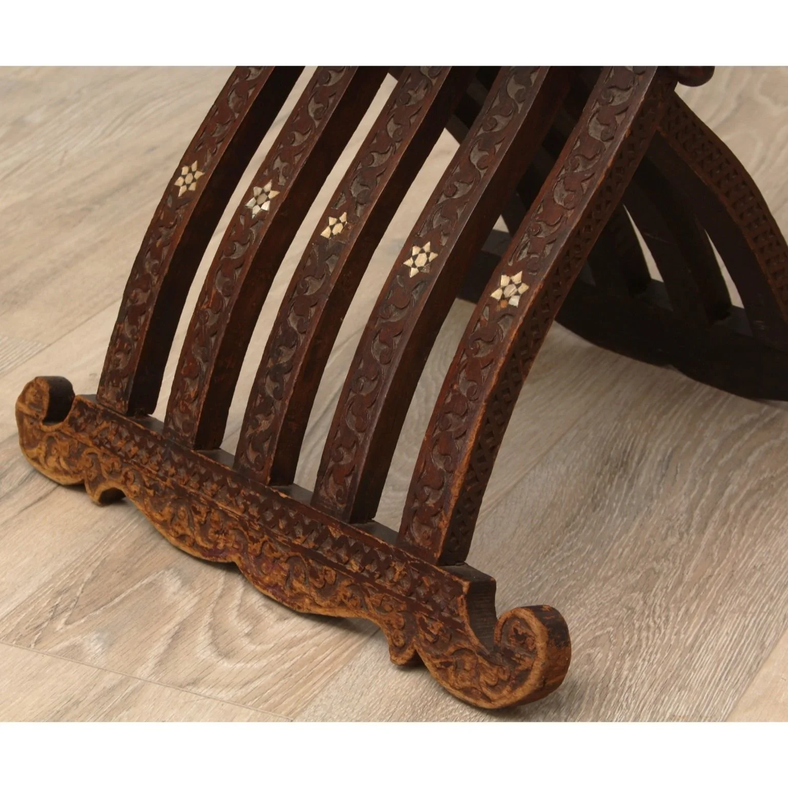 Antique Syrian Moorish Mother of Pearl Inlaid Folding Chair 19thC - Image 8