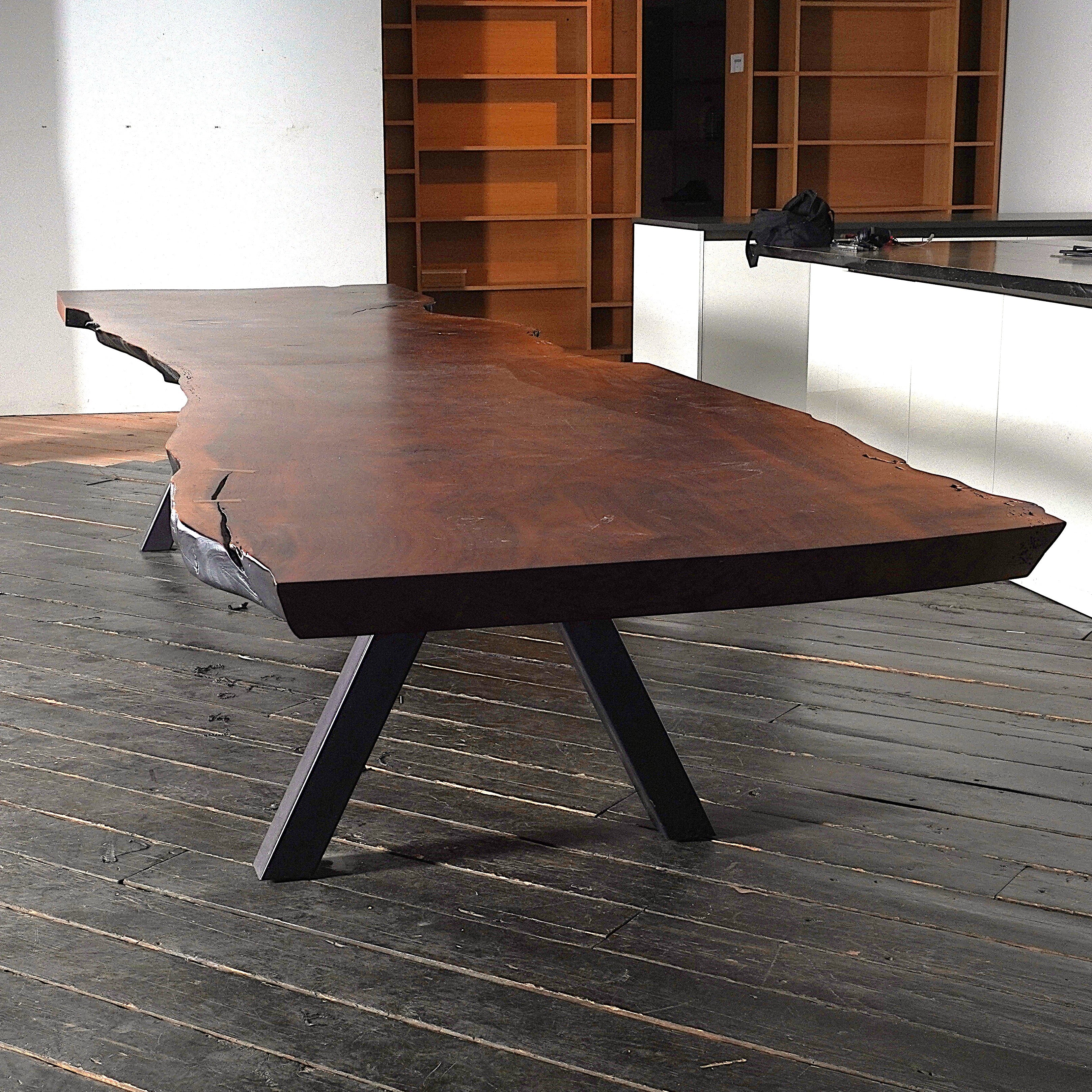 Custom 16 Feet Double Slab Claro Walnut with Cantilever Base Table - George Nakashima Inspired - Image 19