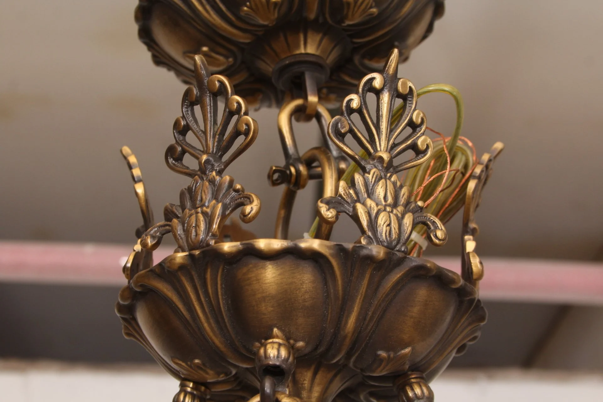 French Empire Style Alabaster and Brass Chandelier - Gold Finish - Image 14