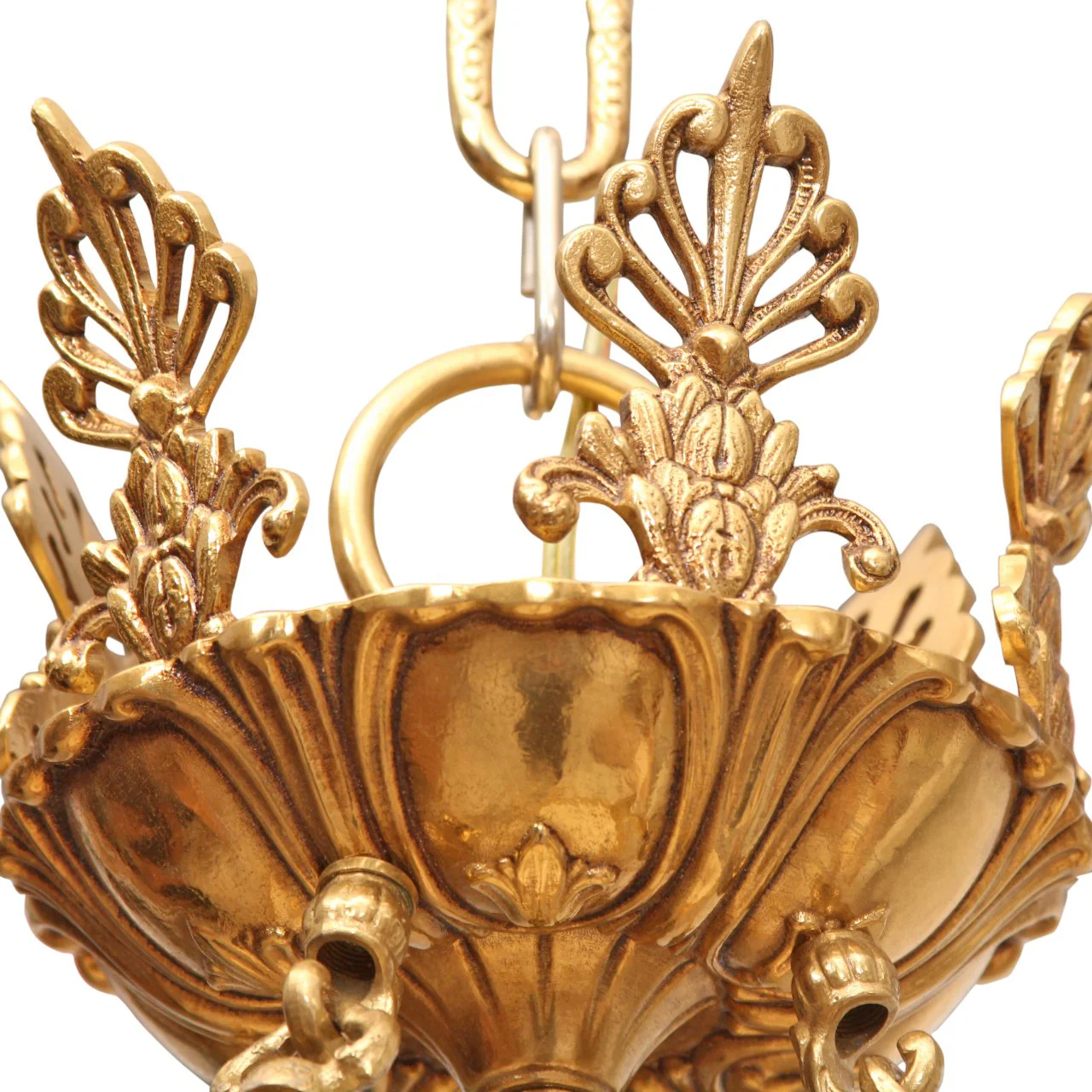 French Empire Style Alabaster and Brass Chandelier - Gold Finish - Image 5