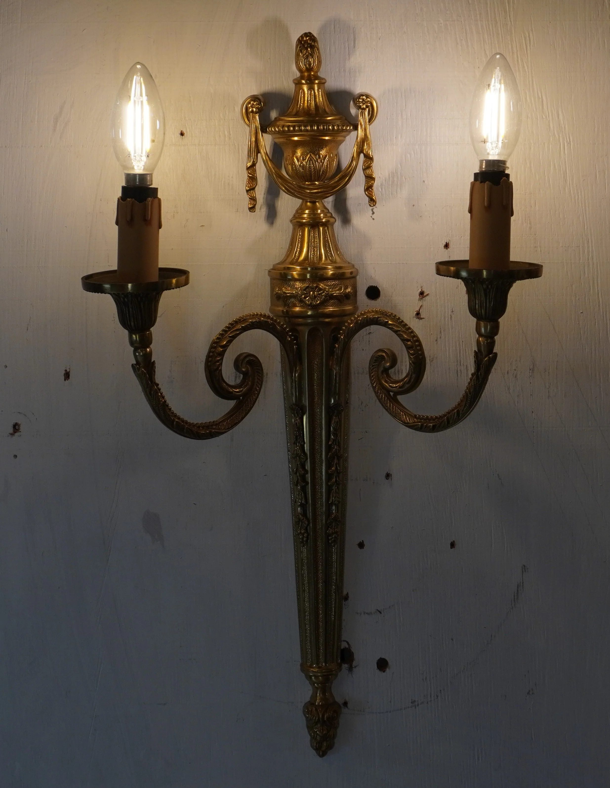 French Louis XVI Style Bronze Wall Sconces, Pair of - Image 3