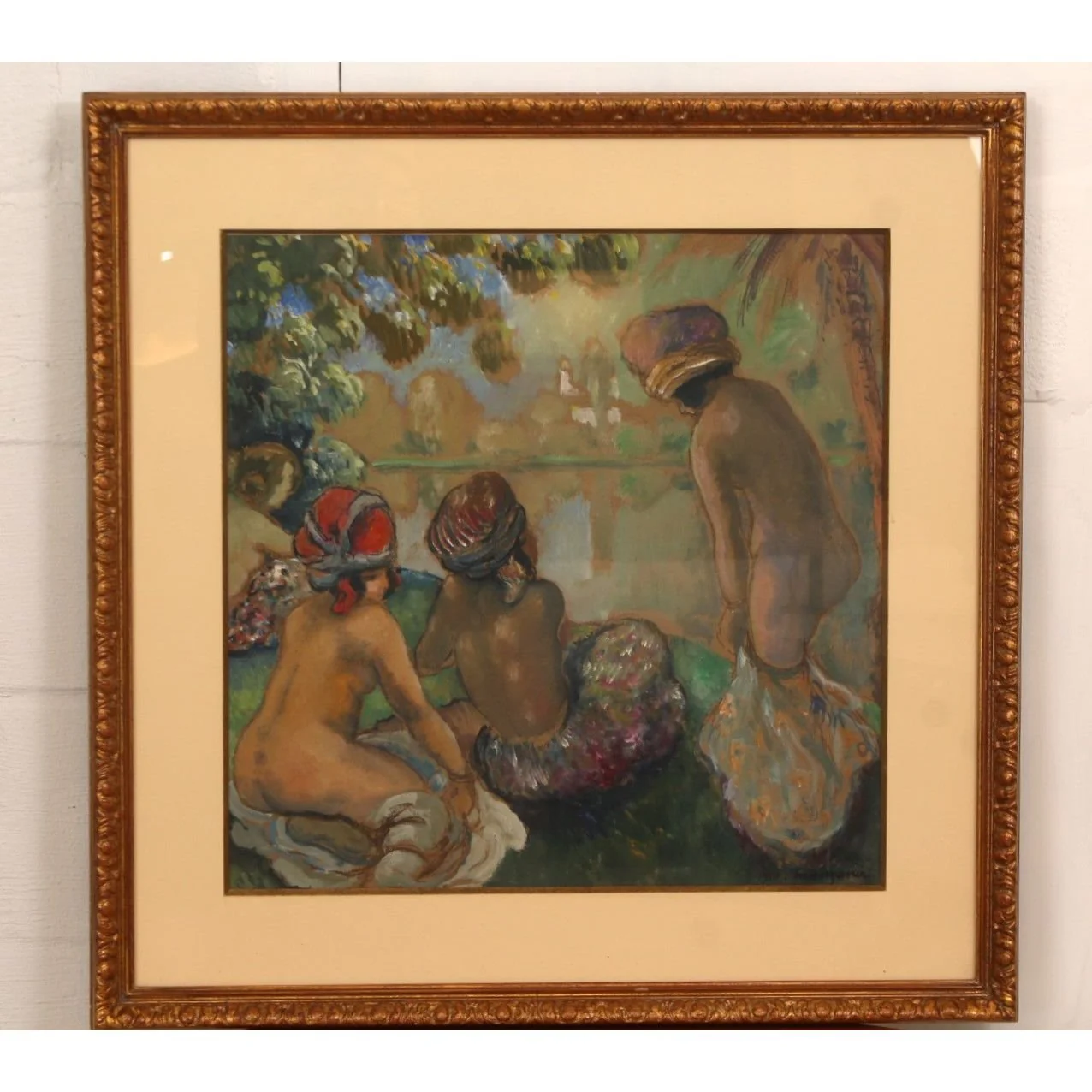 Georges Henri Manzana Pissarro Les Baigneuses Oil on Board Artwork - Image 2