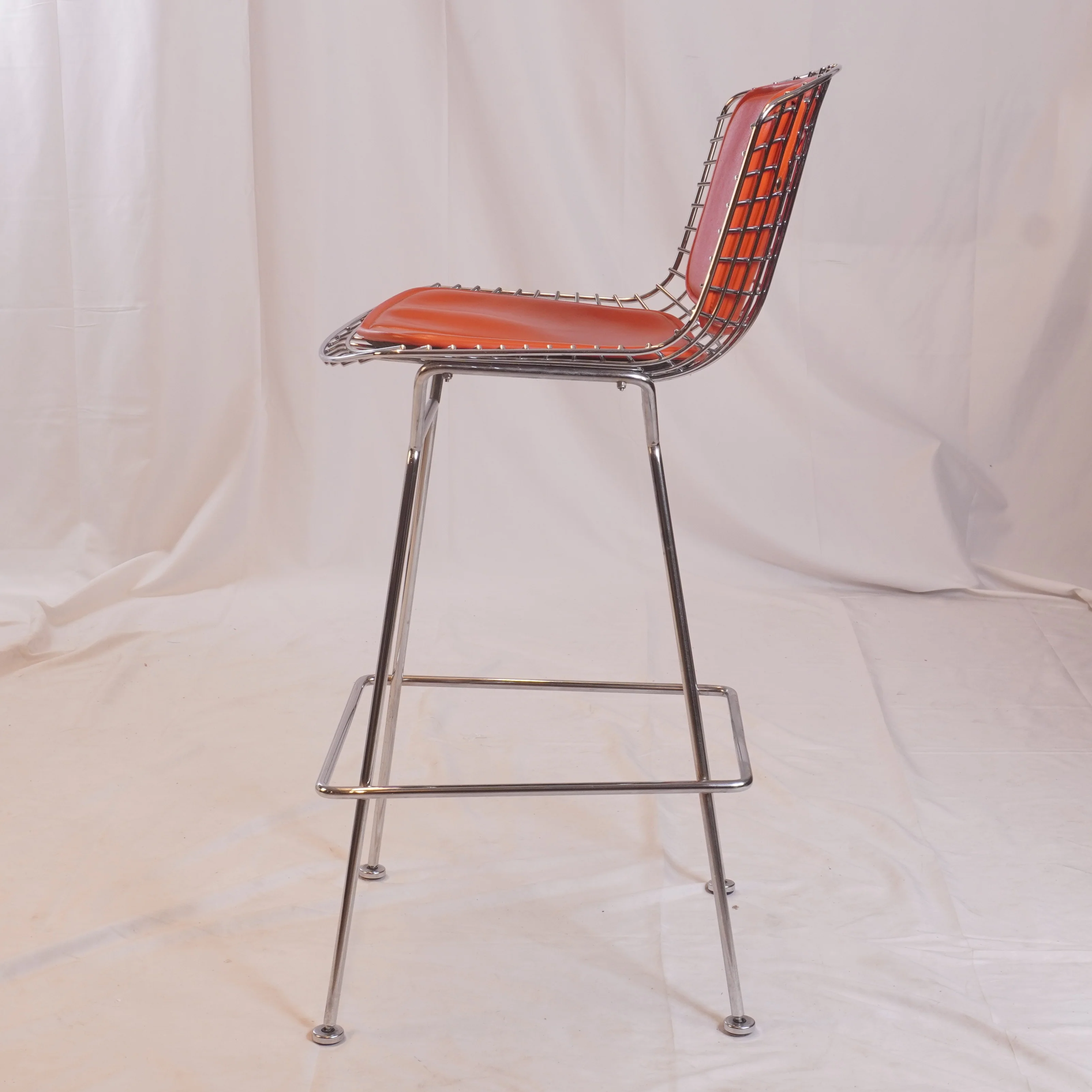 Knoll Bertoia Bar Stools Designed by Harry Bertoia with cushion, Set of 3 - Image 8