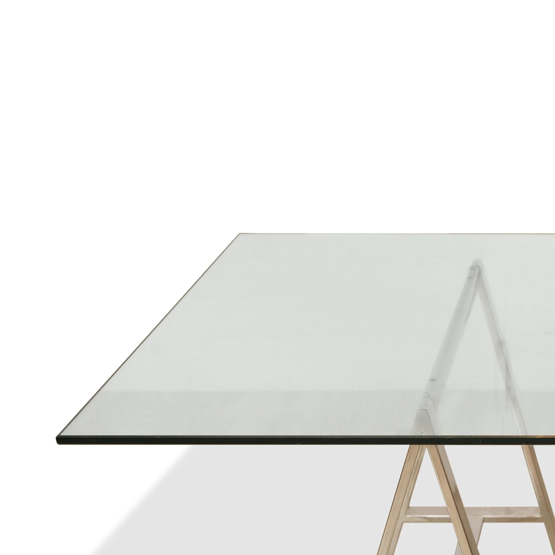 MILO BAUGHMAN STYLE CHROME & GLASS A-FRAME Table - Image 3