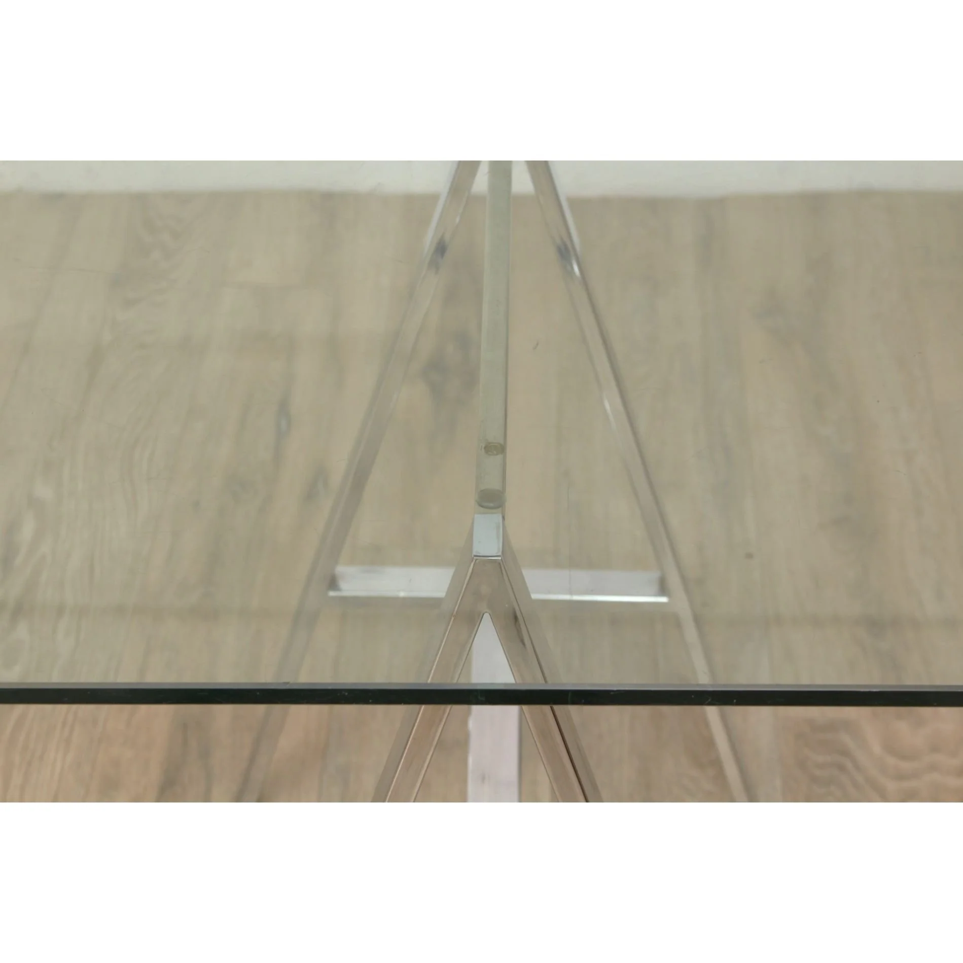 MILO BAUGHMAN STYLE CHROME & GLASS A-FRAME Table - Image 5