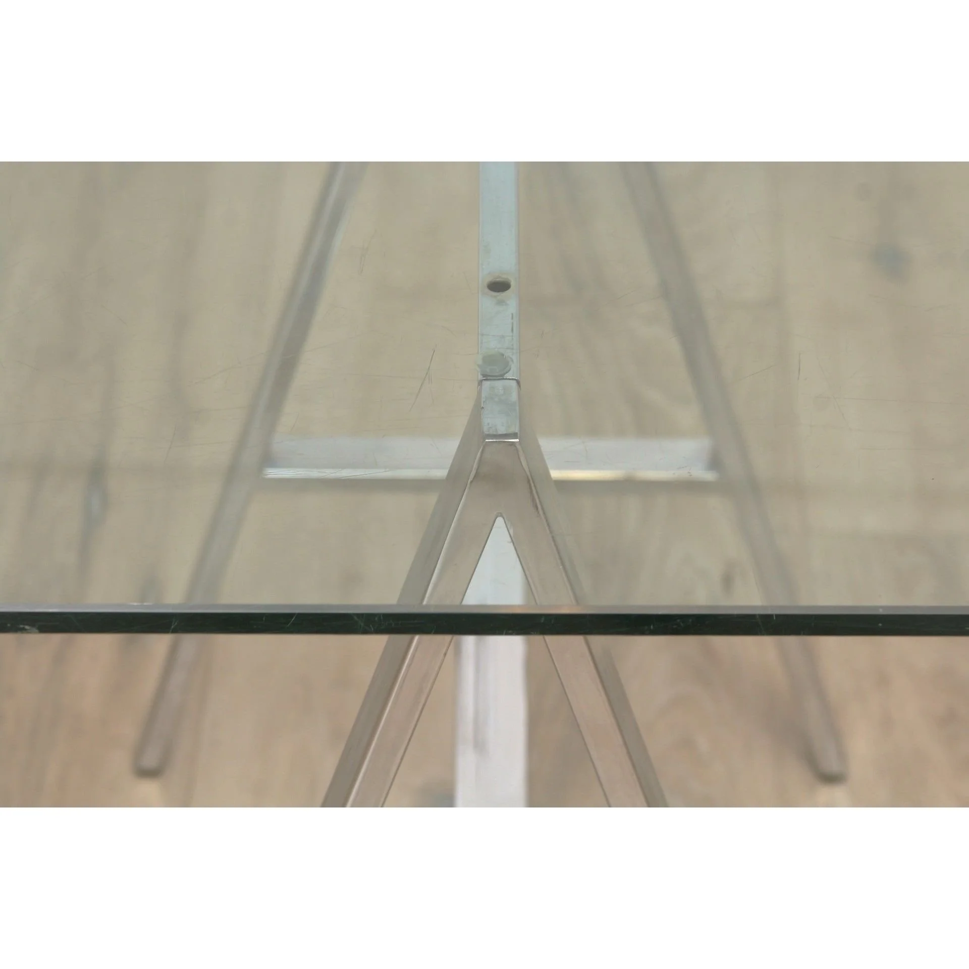 MILO BAUGHMAN STYLE CHROME & GLASS A-FRAME Table - Image 6