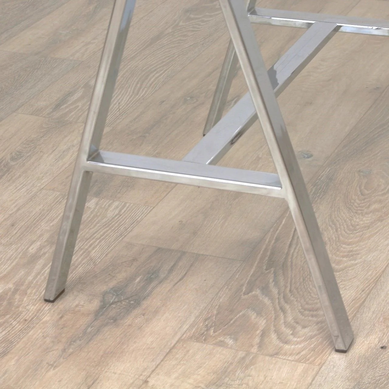 MILO BAUGHMAN STYLE CHROME & GLASS A-FRAME Table - Image 7