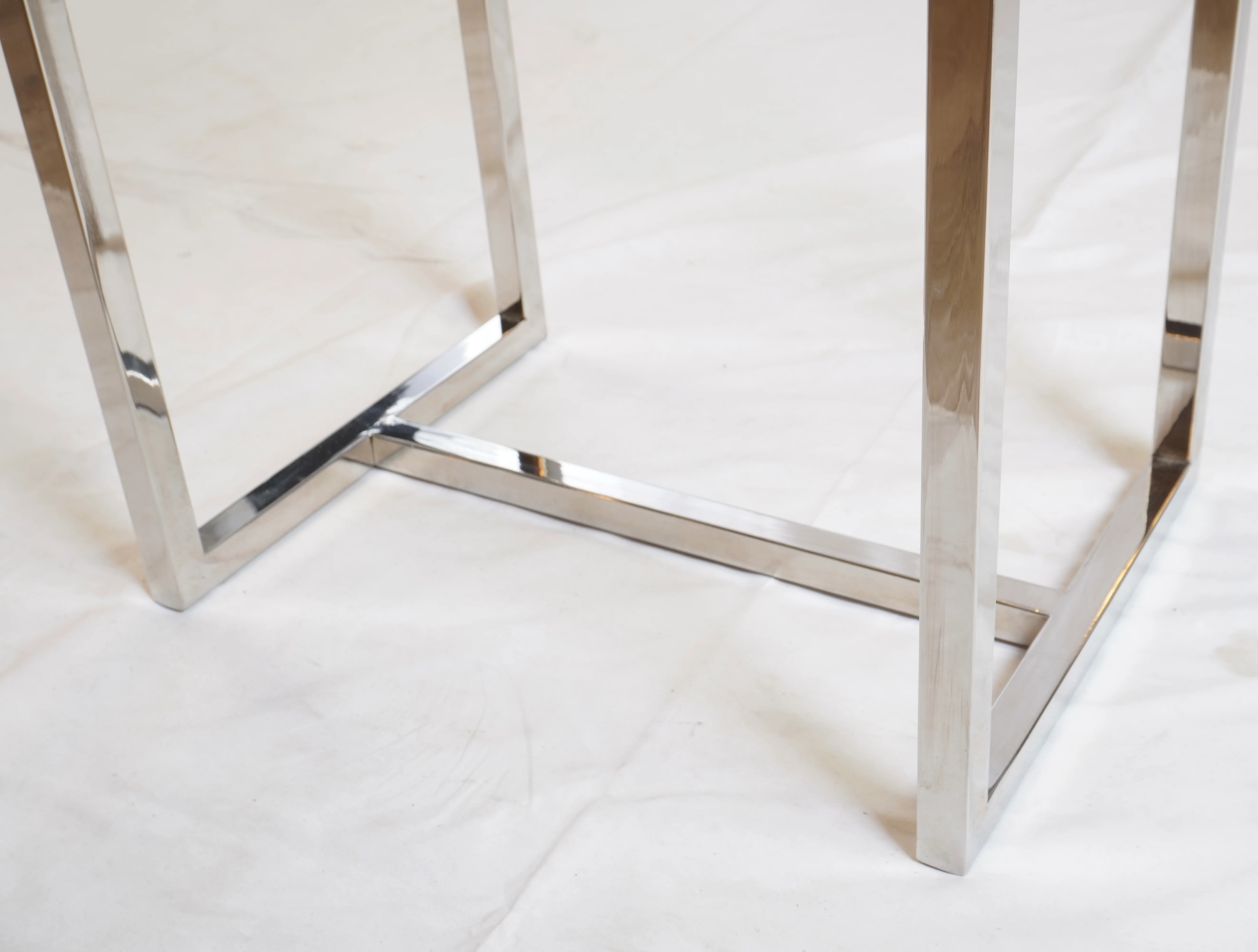 Modern Floor Standing Planter with Chrome Base and Ivory Resin Container - Image 4