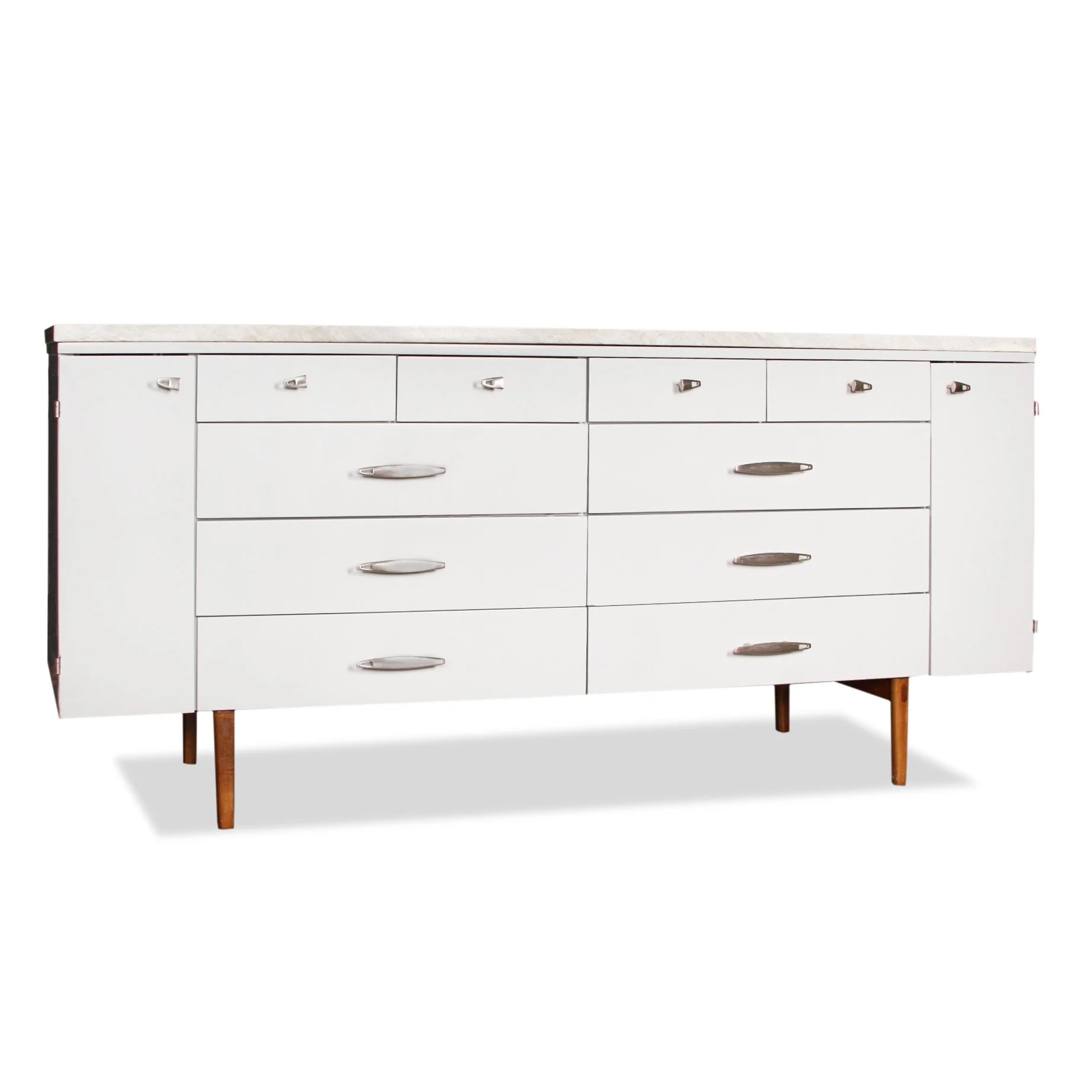Modern Italian Credenza with Marble Top and Walnut Legs - Image 3