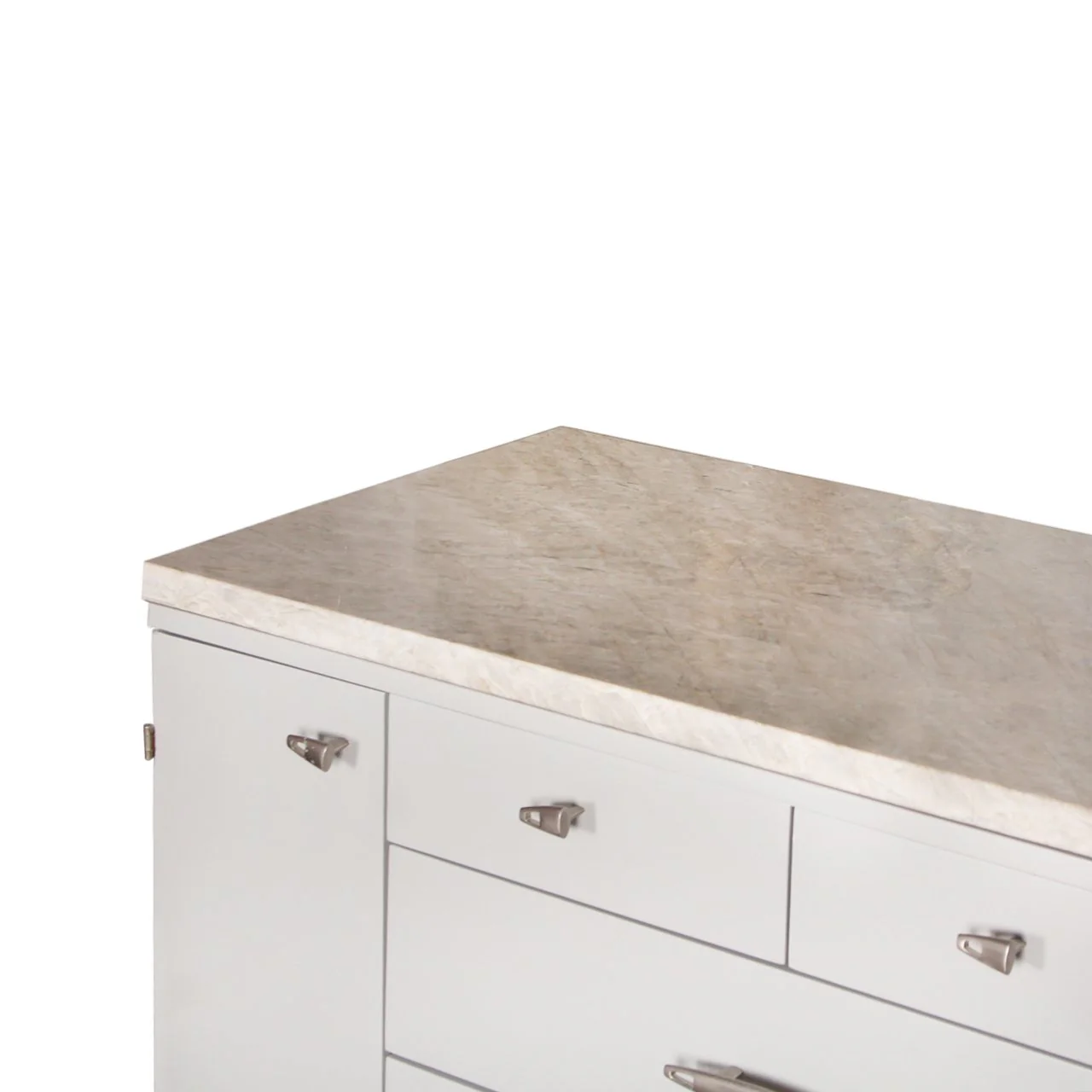 Modern Italian Credenza with Marble Top and Walnut Legs - Image 4