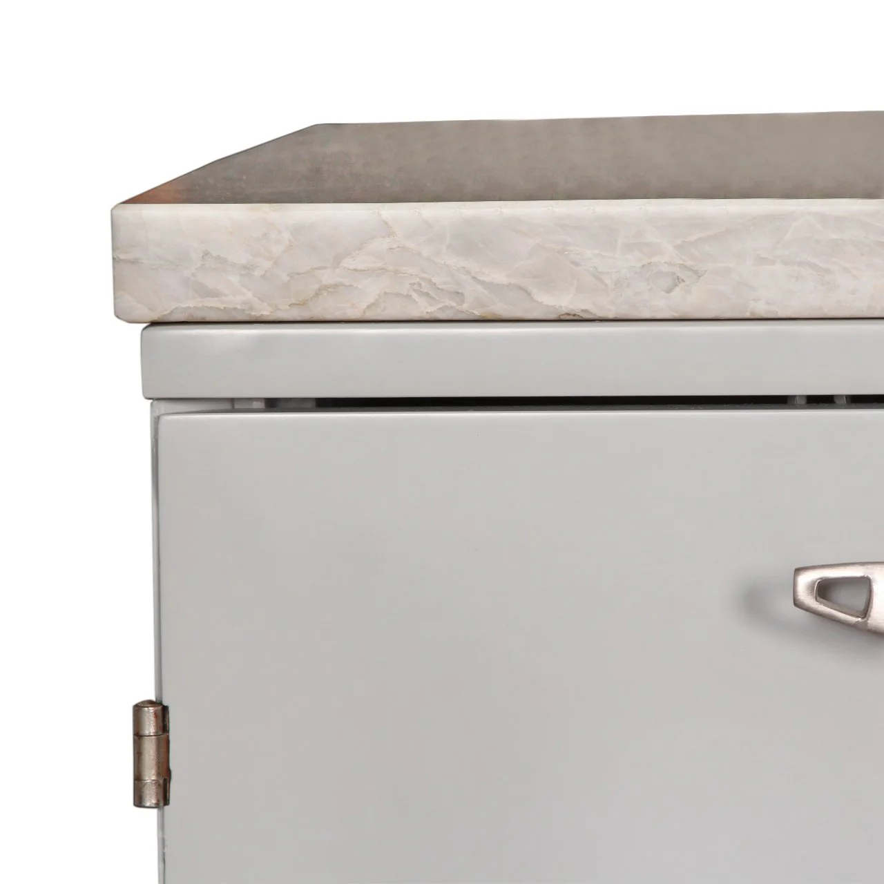 Modern Italian Credenza with Marble Top and Walnut Legs - Image 7