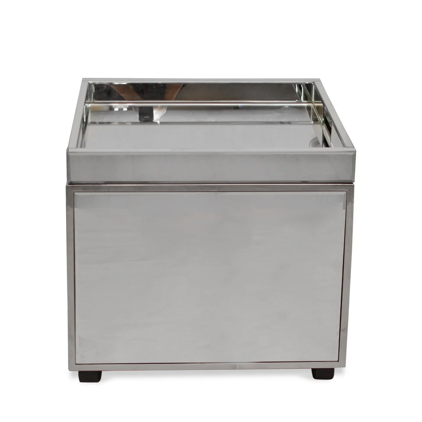 Modern Mirrored Side Table with Tray Top - Image 2