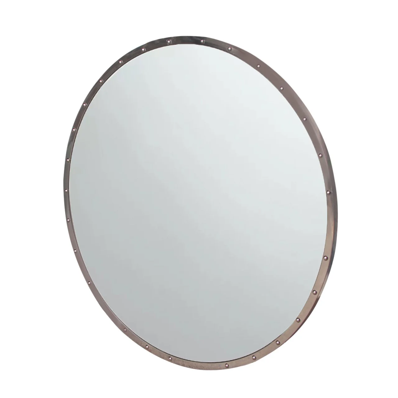 Modern Round Chrome Studded Mirror from Restoration Hardware - Image 3
