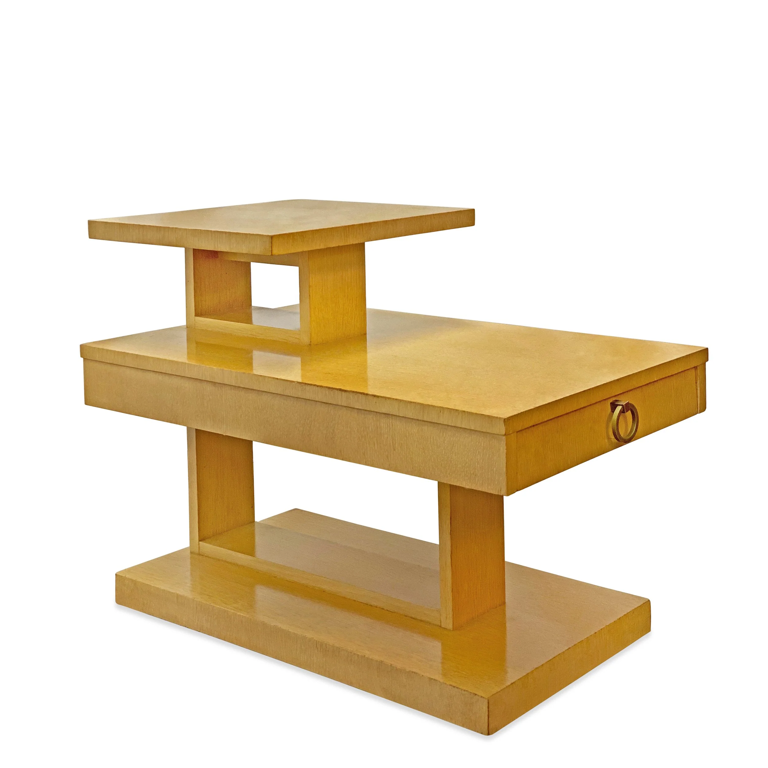 Pair of 1940's Modern Architectonic Side Tables with Bronze Pulls by Lane - Image 3