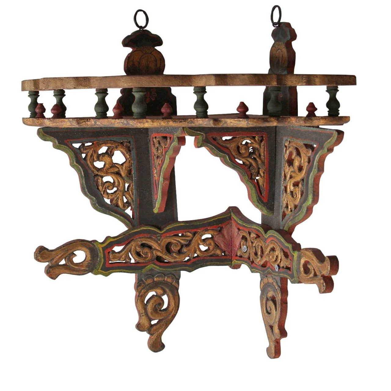 Pair of Antique Jharokha Style Corner Shelves - Image 3