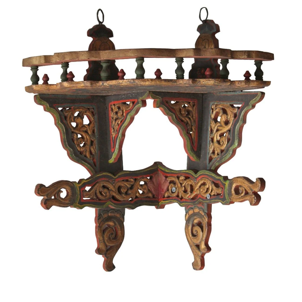Pair of Antique Jharokha Style Corner Shelves - Image 7