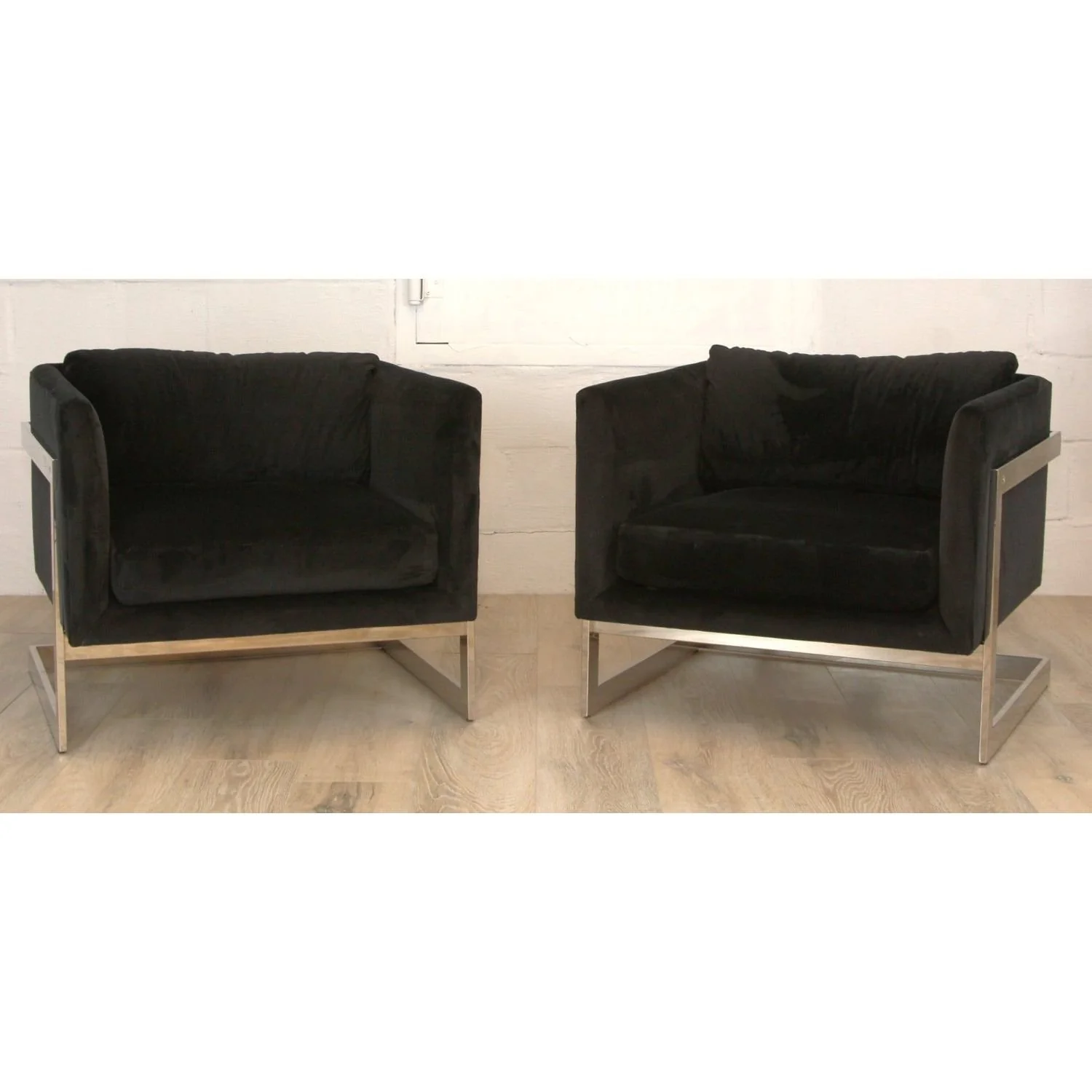 Pair of Milo Baughman Mirror Polished Nickel Cube Chairs by Thayer Coggins - Image 4