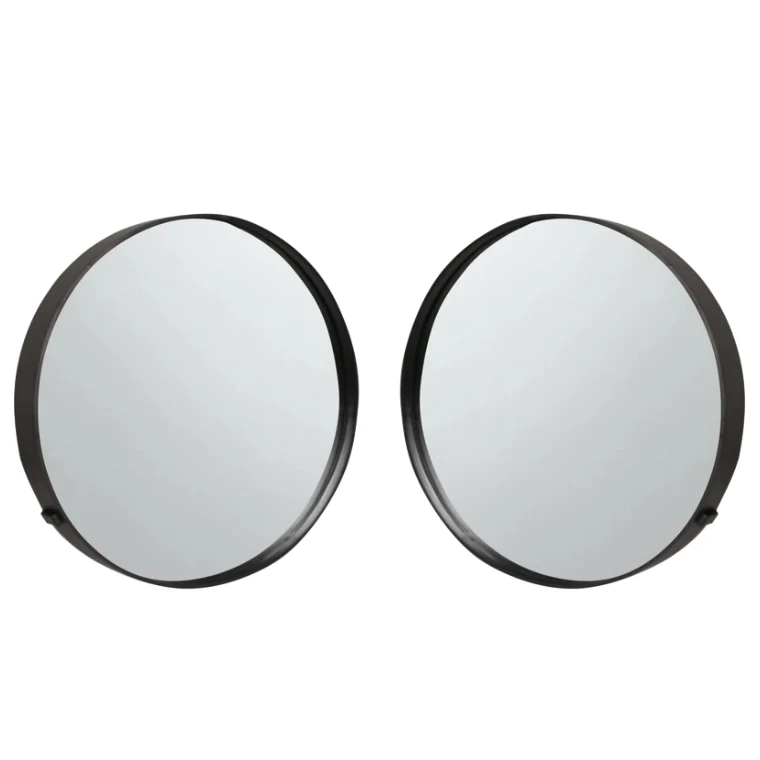 Pair of Modern Round Walnut Mirrors - Image 5