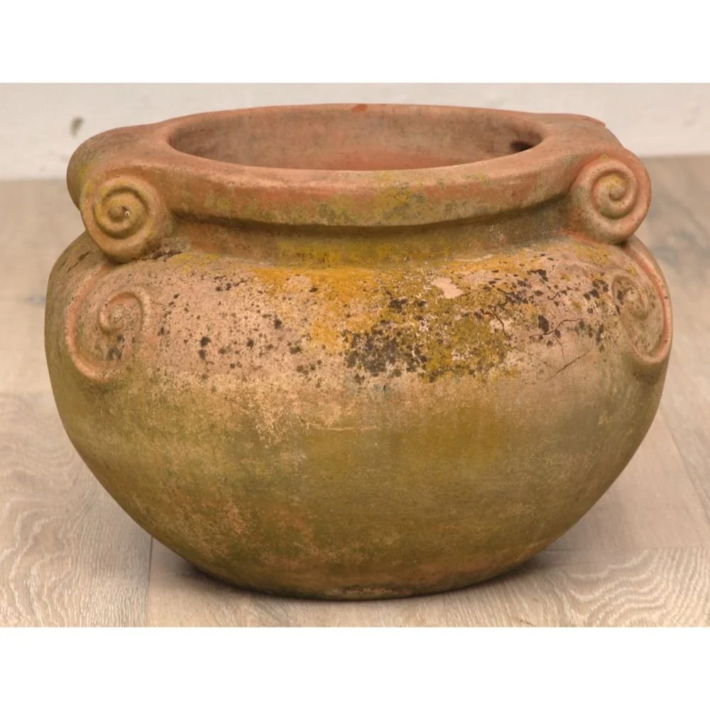 Pair of Vintage Italian Benocci Maurizio Sinalunga Compton Pottery Terracotta Garden Scroll Pots - Image 2