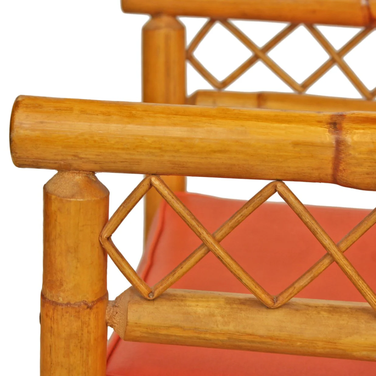 Pair of Vintage Rattan & Bamboo Campaign Style Lounge Chairs with Footstool - Image 5
