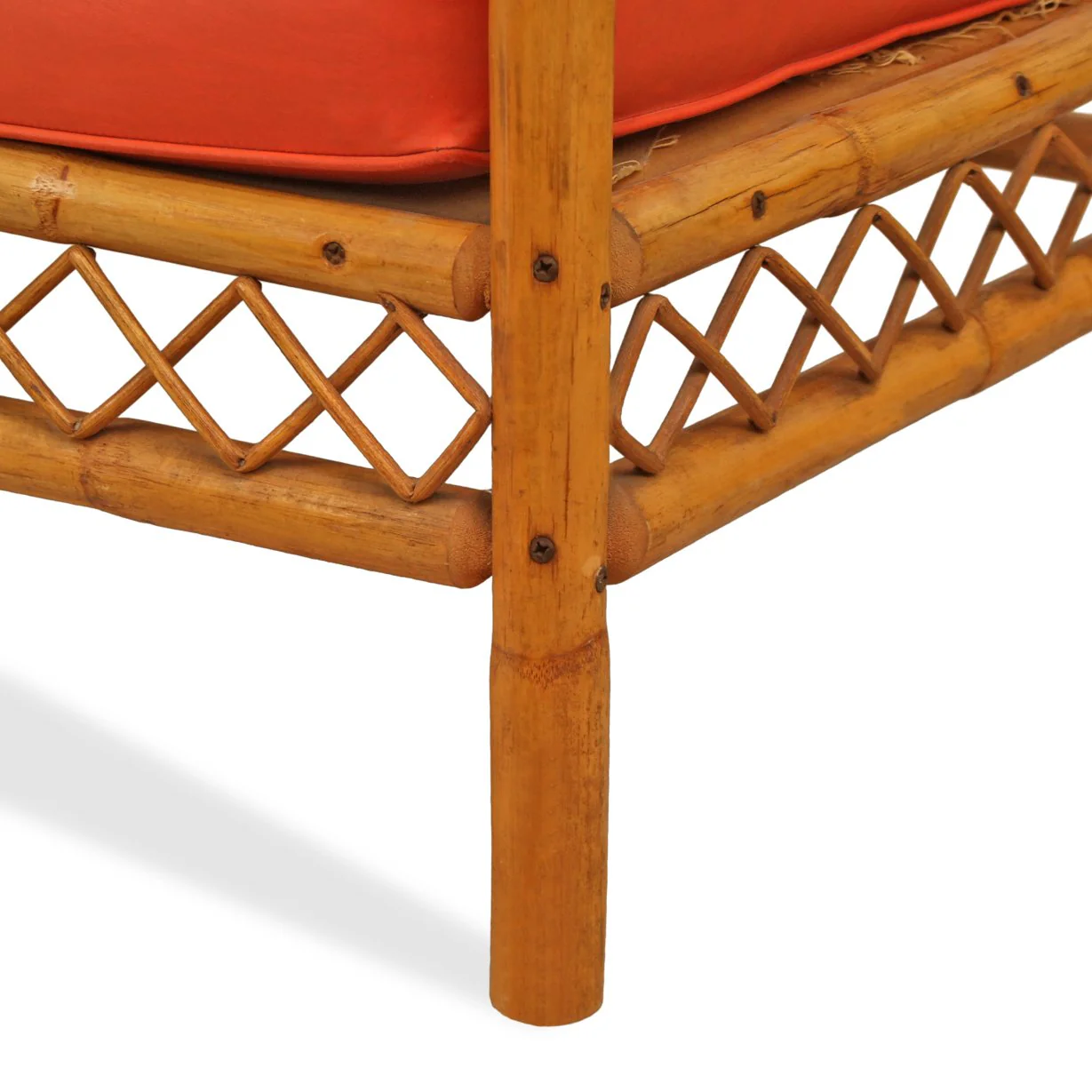 Pair of Vintage Rattan & Bamboo Campaign Style Lounge Chairs with Footstool - Image 7