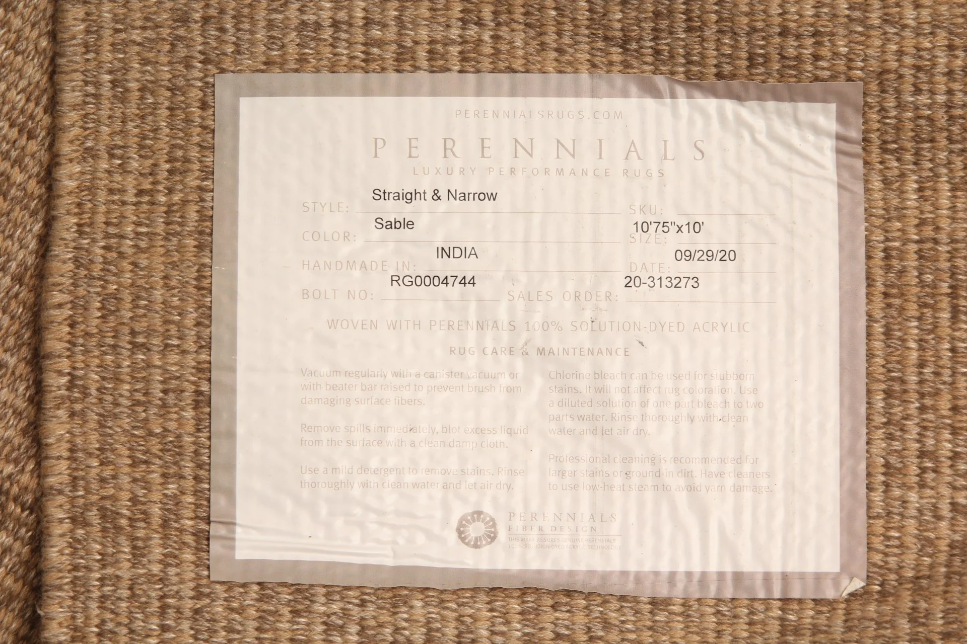 Perennials Luxury Performance Rugs Sable Carpet (Never Used - 10 ft x 10 ft 5 in) - Image 6
