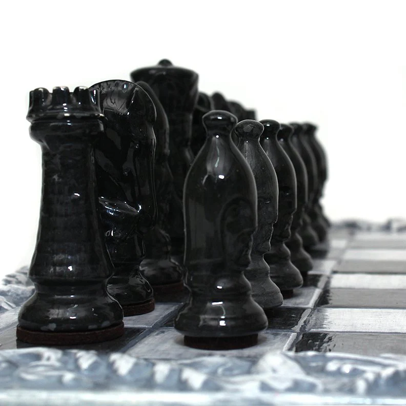 Raku Ceramic Chess Set with Board - Image 3