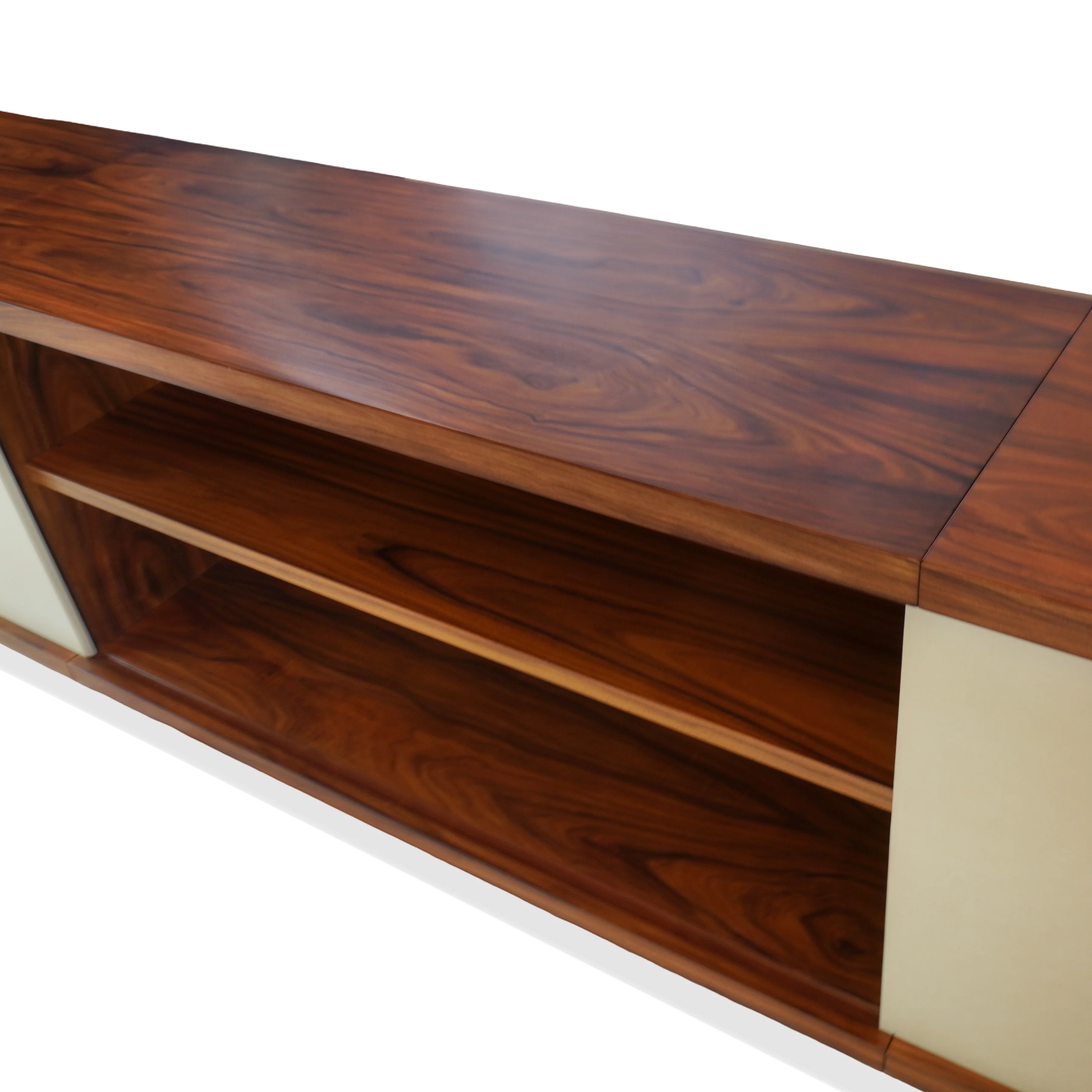 Rees Roberts Modern Rosewood and Parchment Console Media Center - Image 5
