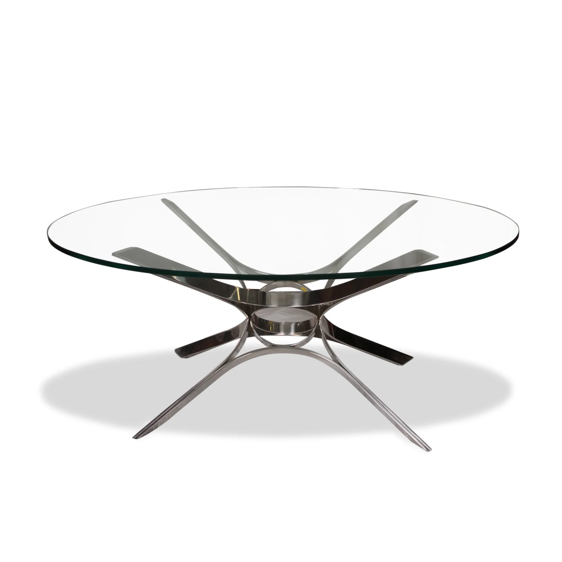 Roger Sprunger Sculptural Stainless Steel and Glass Coffee Table for Dunbar - Image 3