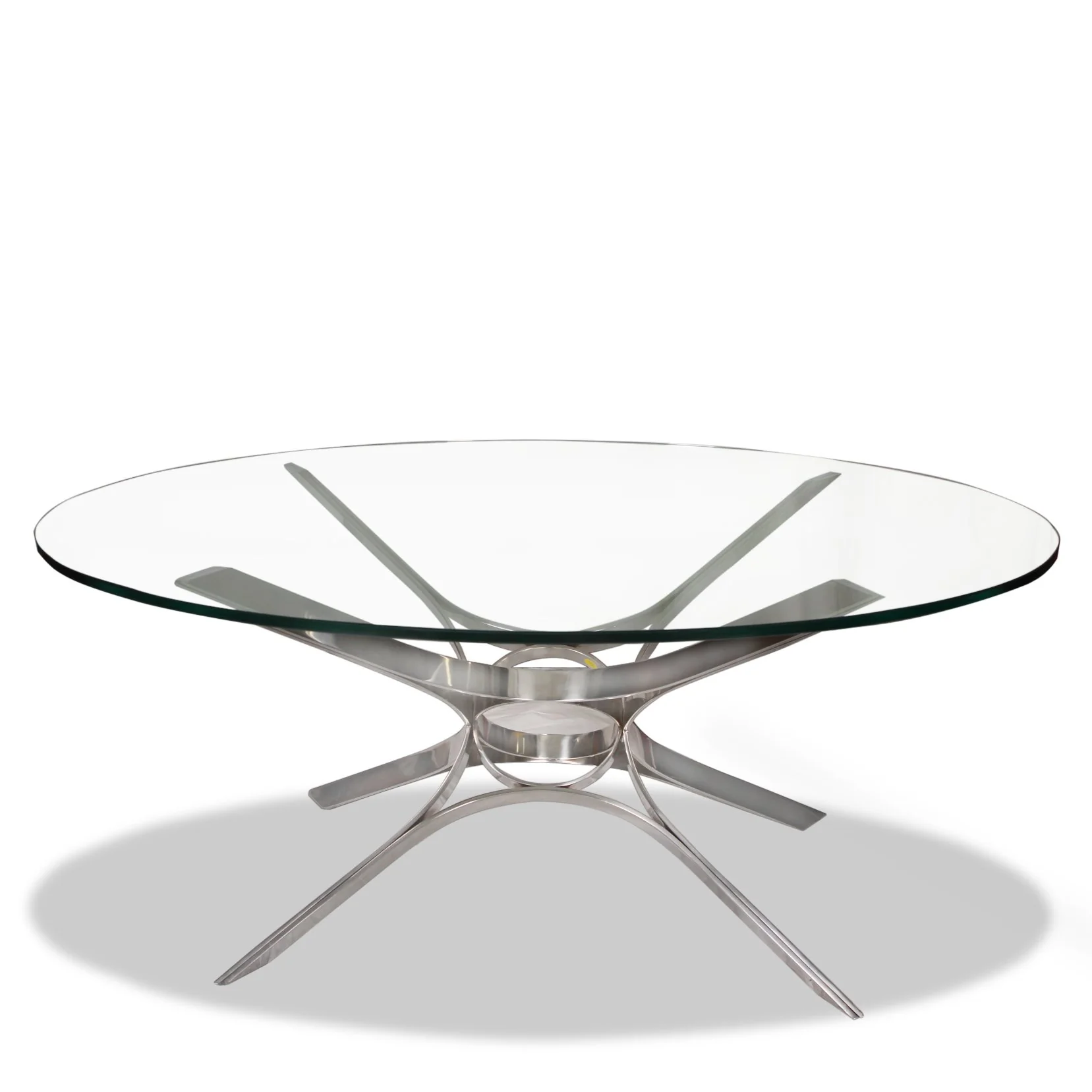 Roger Sprunger Sculptural Stainless Steel and Glass Coffee Table for Dunbar - Image 4
