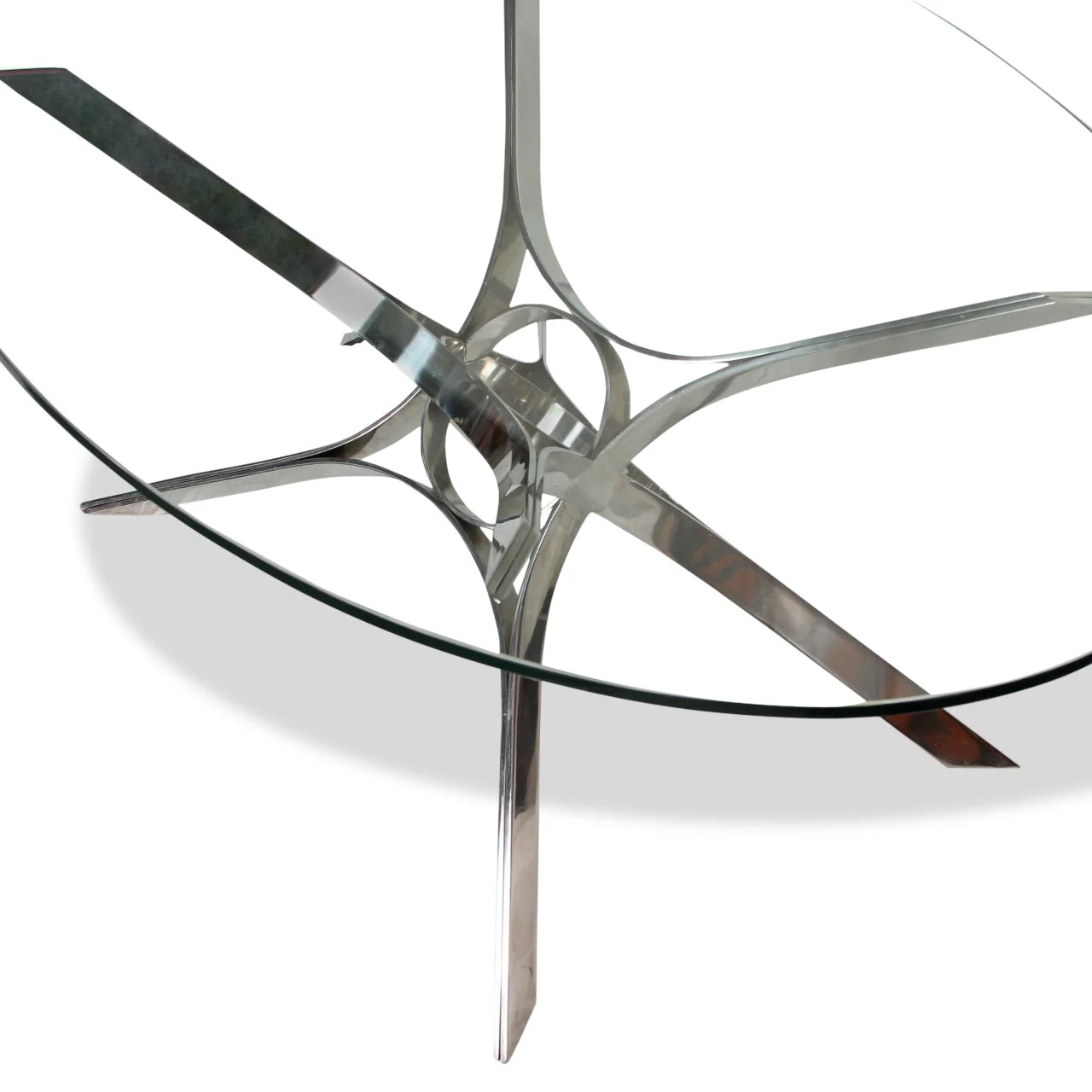 Roger Sprunger Sculptural Stainless Steel and Glass Coffee Table for Dunbar - Image 5