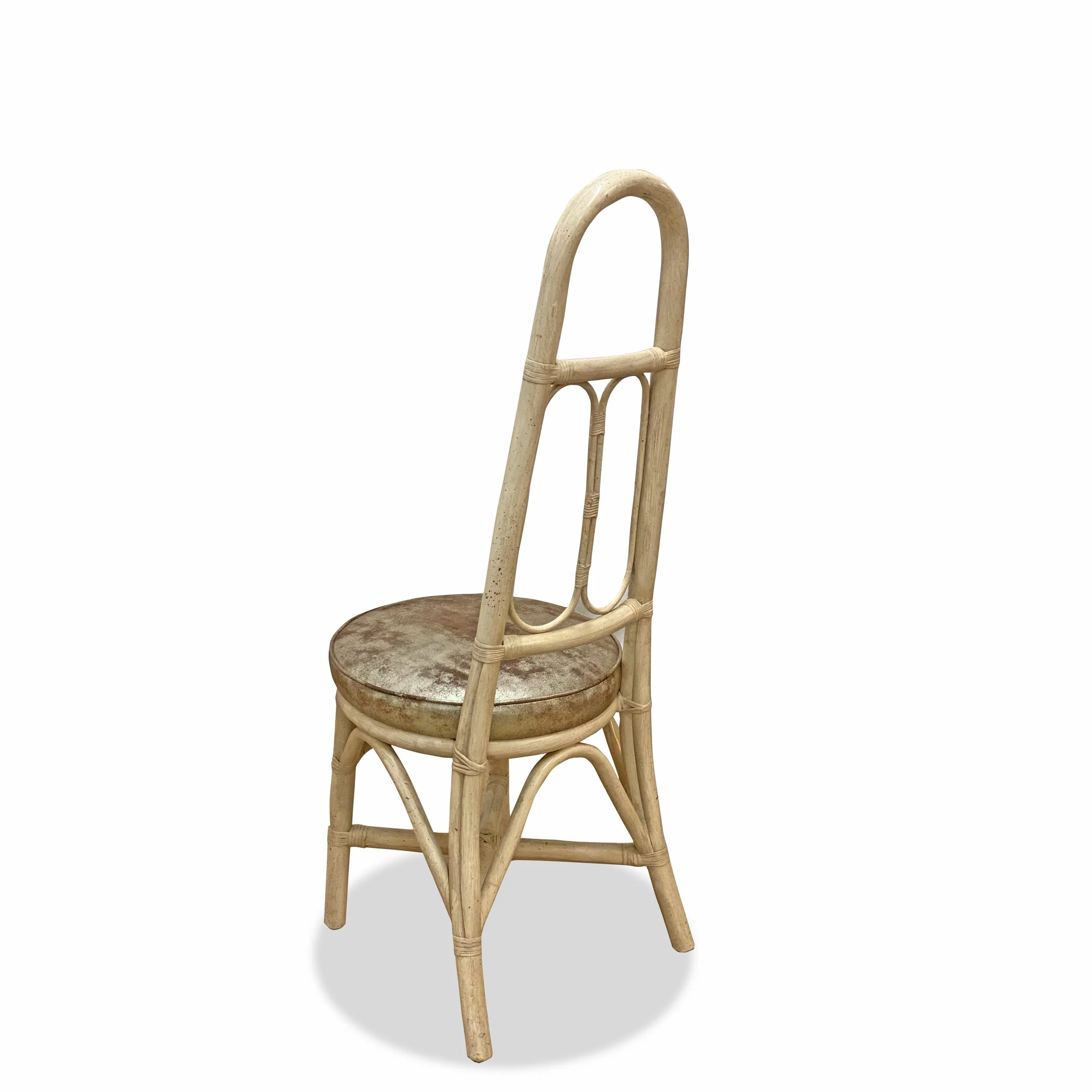 Set of 6 Vintage Italian High Back Rattan Chairs with new Leather Upholstery - Image 4