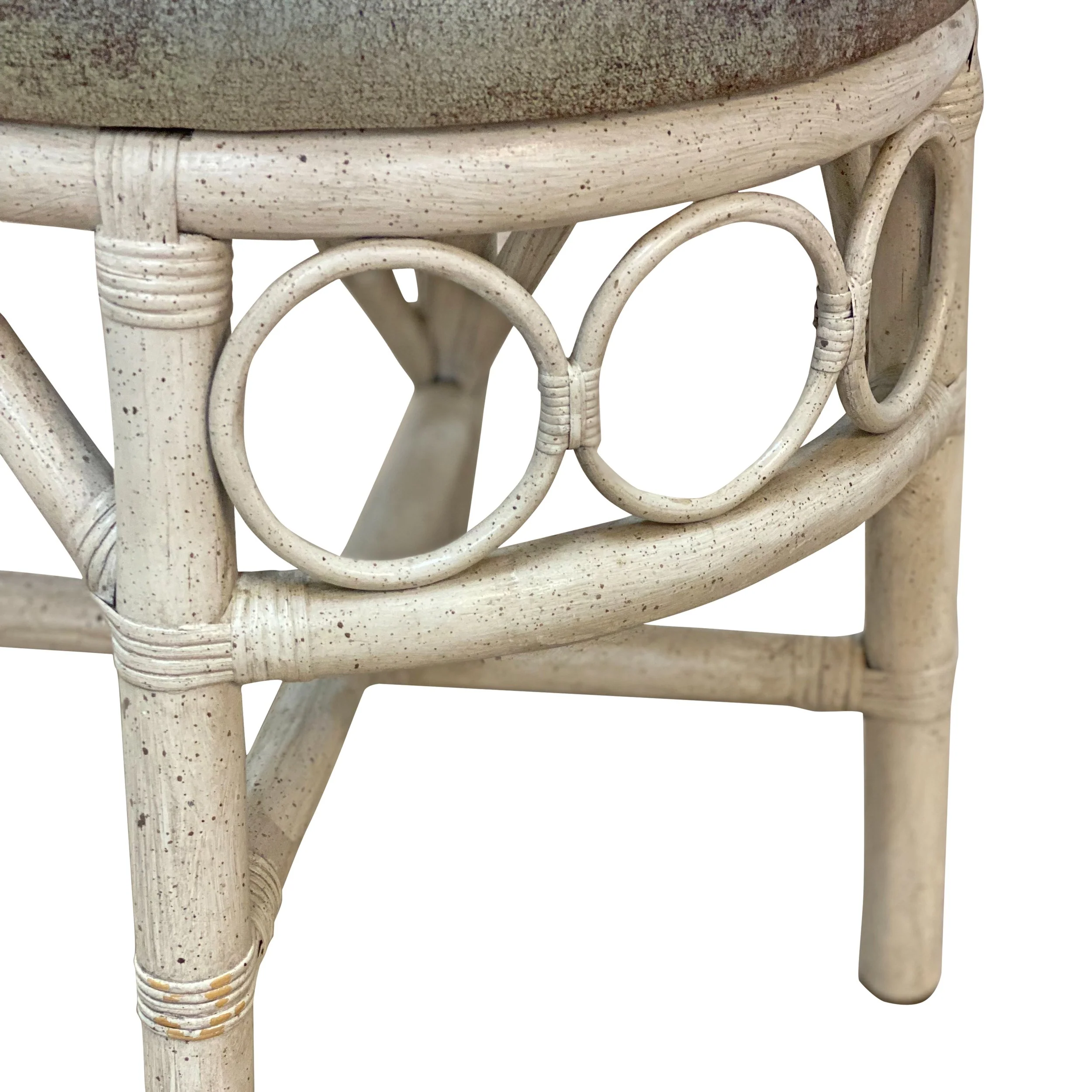 Set of 6 Vintage Italian High Back Rattan Chairs with new Leather Upholstery - Image 7