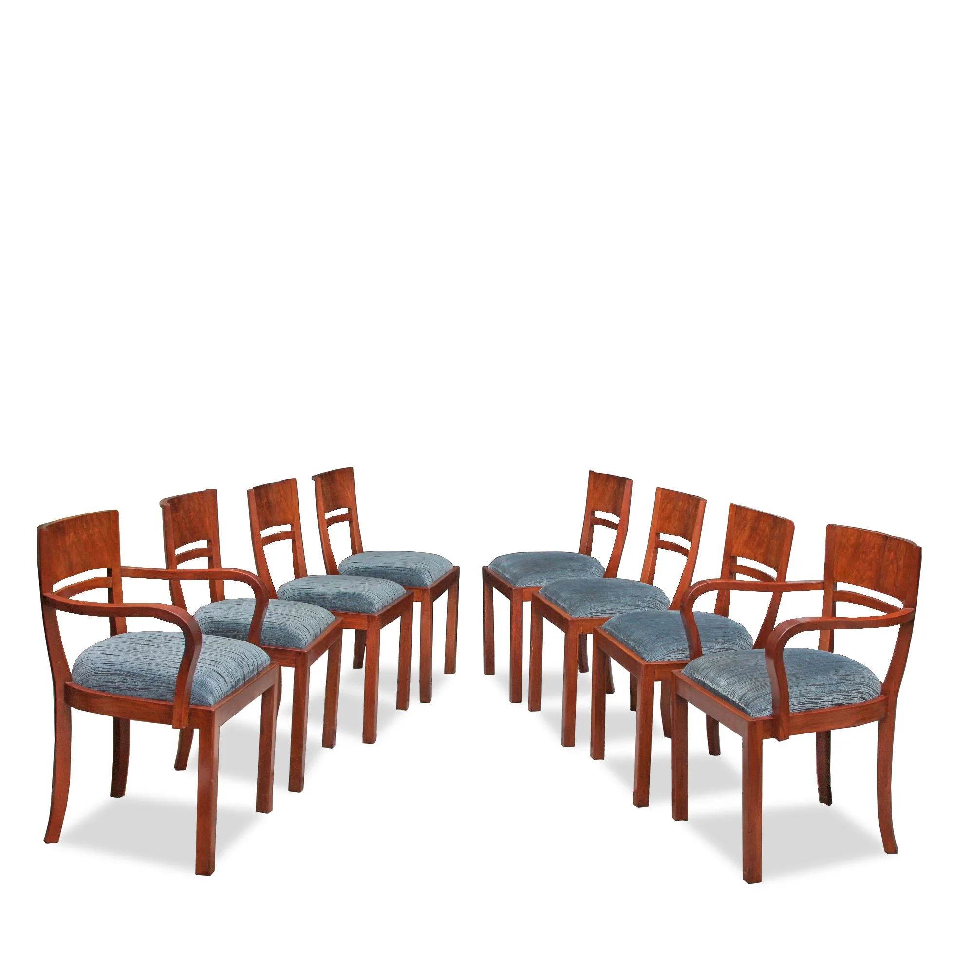 Set of 8 Antique Austrian Biedermeier Dining Chairs C1930s - Image 3