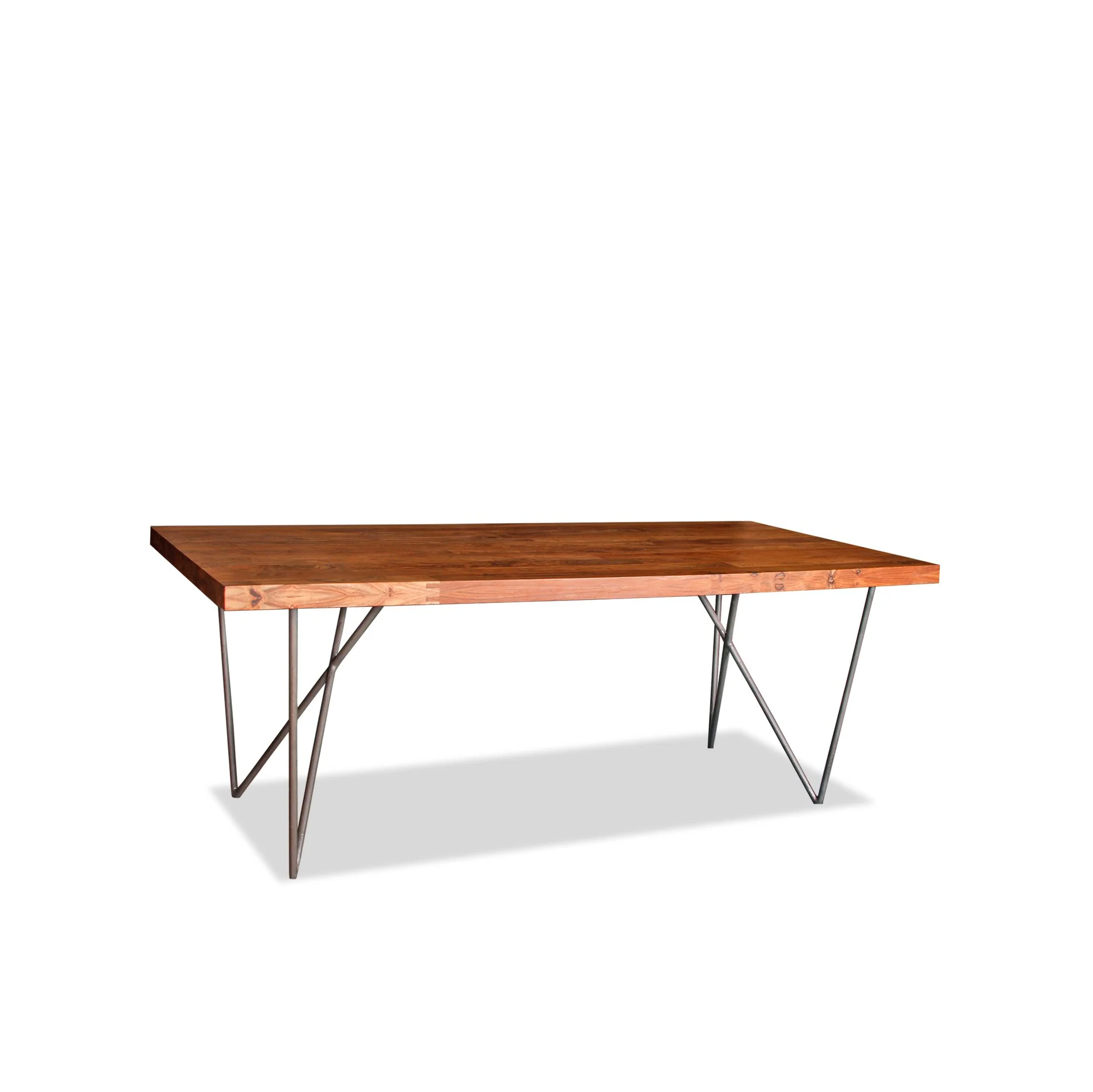 Solid Thick Walnut Block Top Dining Table on Hairpin Legs - Image 3