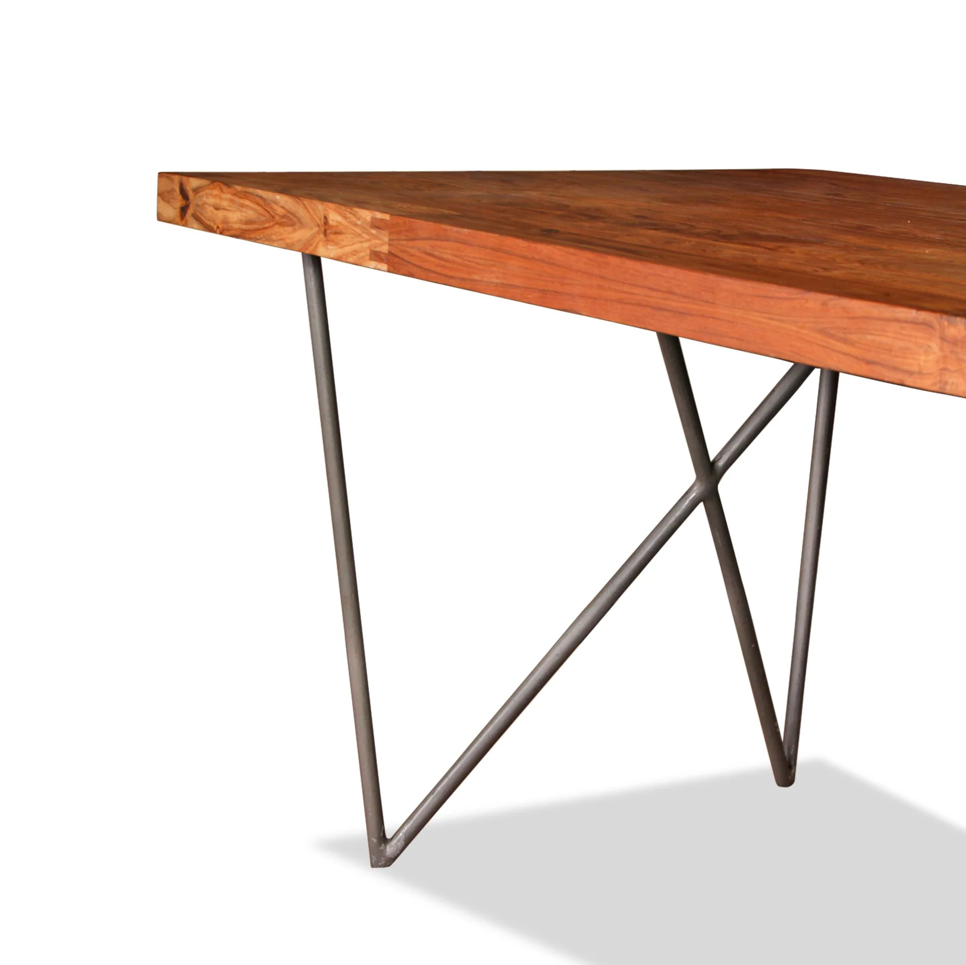 Solid Thick Walnut Block Top Dining Table on Hairpin Legs - Image 6