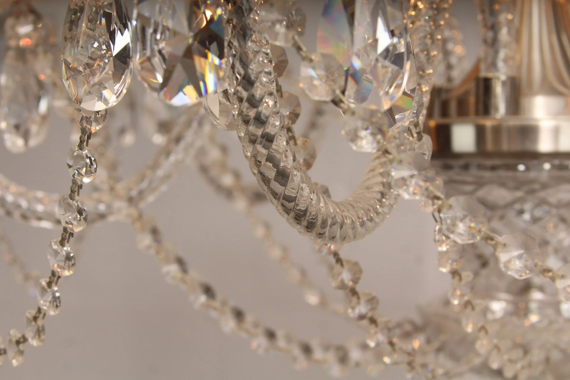 Vintage Art Deco Maria Theresa Style Cut Prism Rosettes 6 Arm Chandelier C1990s (2 Available) - Image 10