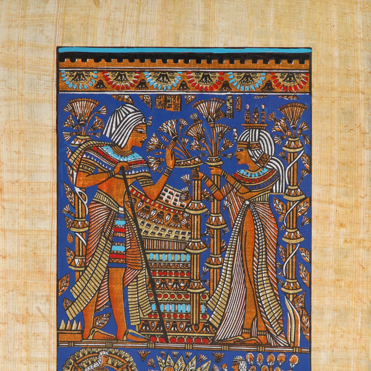 Vintage Egyptian Hieroglyphic Artwork on Sheer Linen by Essam - Image 4