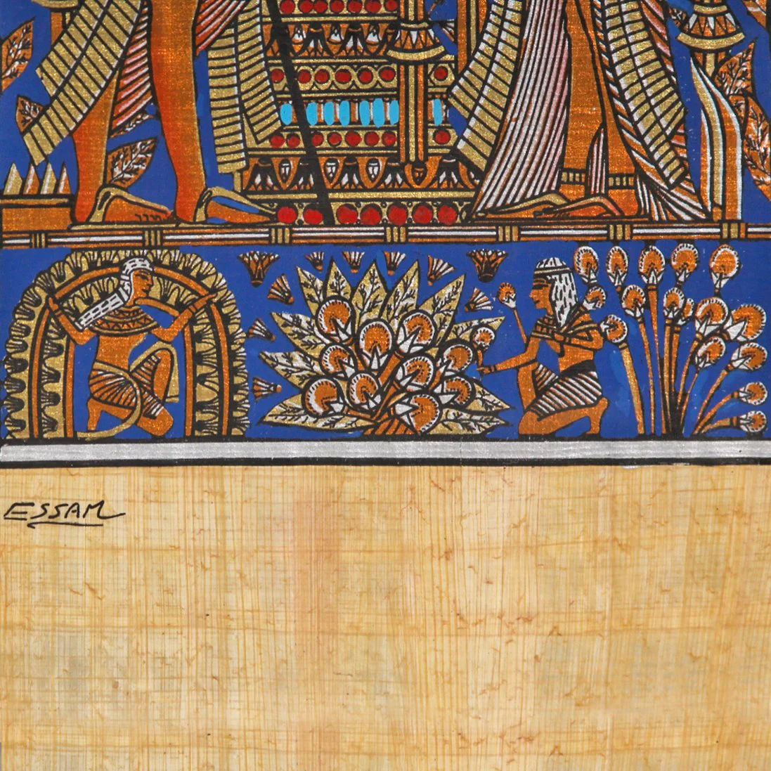 Vintage Egyptian Hieroglyphic Artwork on Sheer Linen by Essam - Image 5
