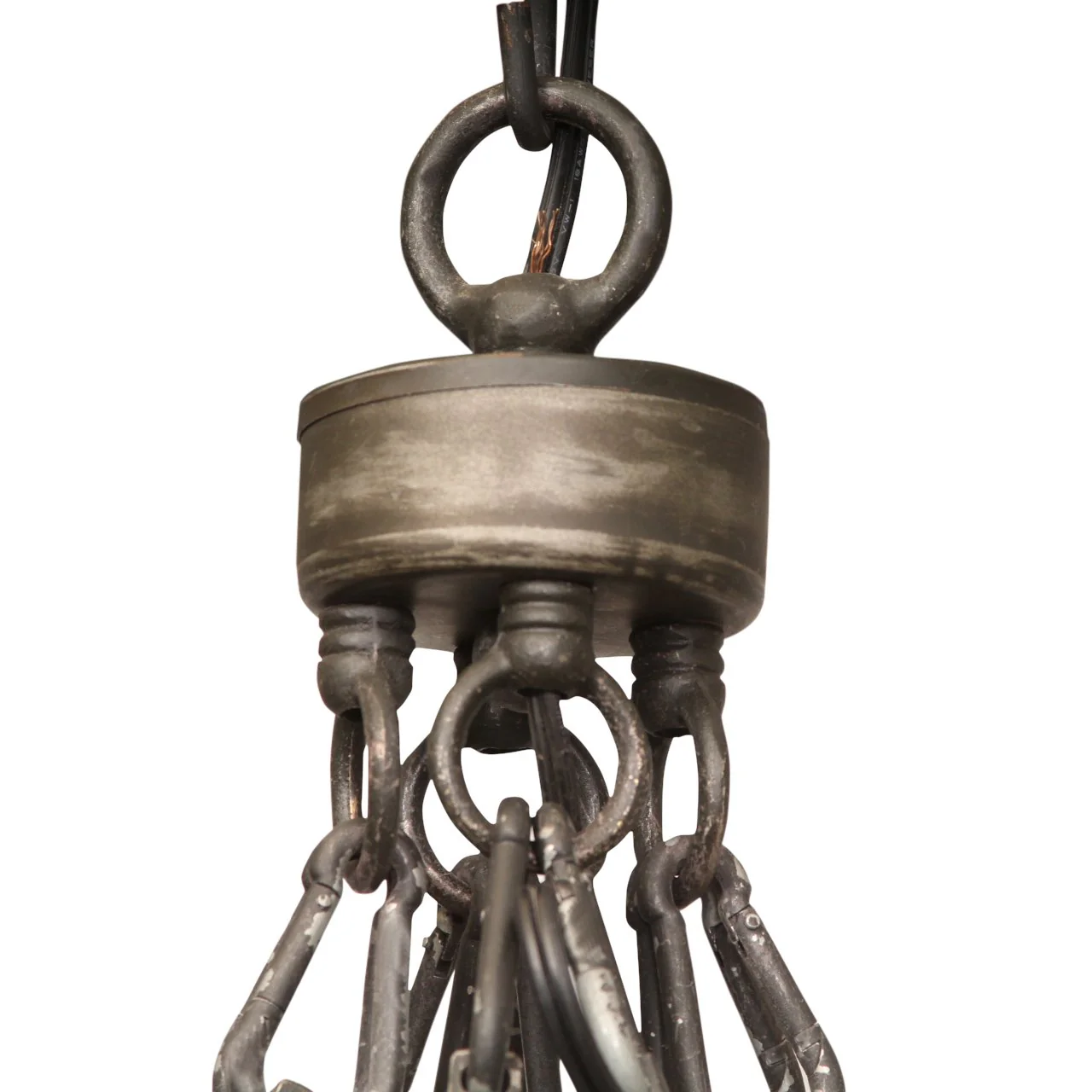 Vintage French Provincial Wrought Iron Chandelier - Image 4