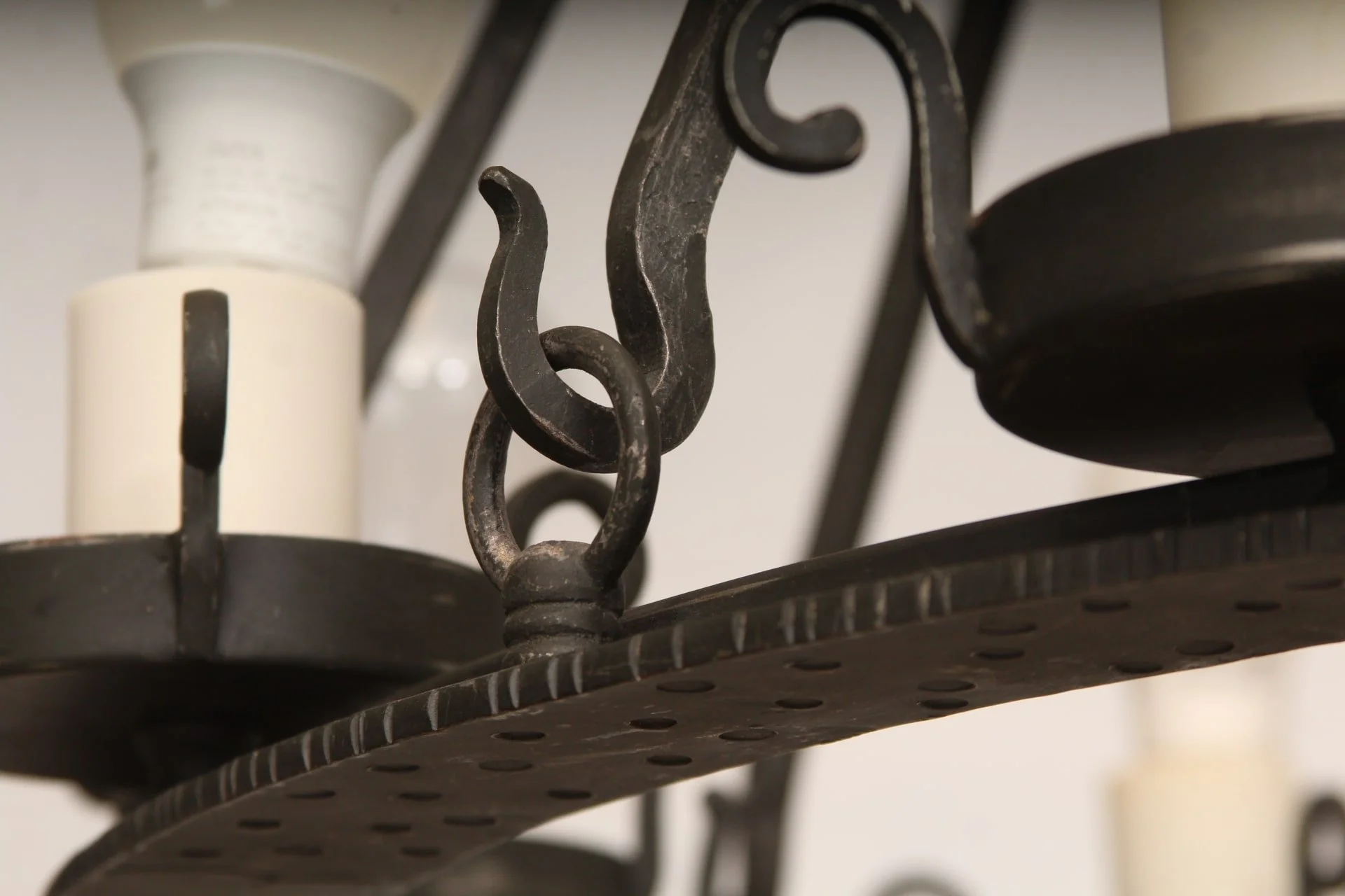 Vintage French Provincial Wrought Iron Chandelier - Image 6