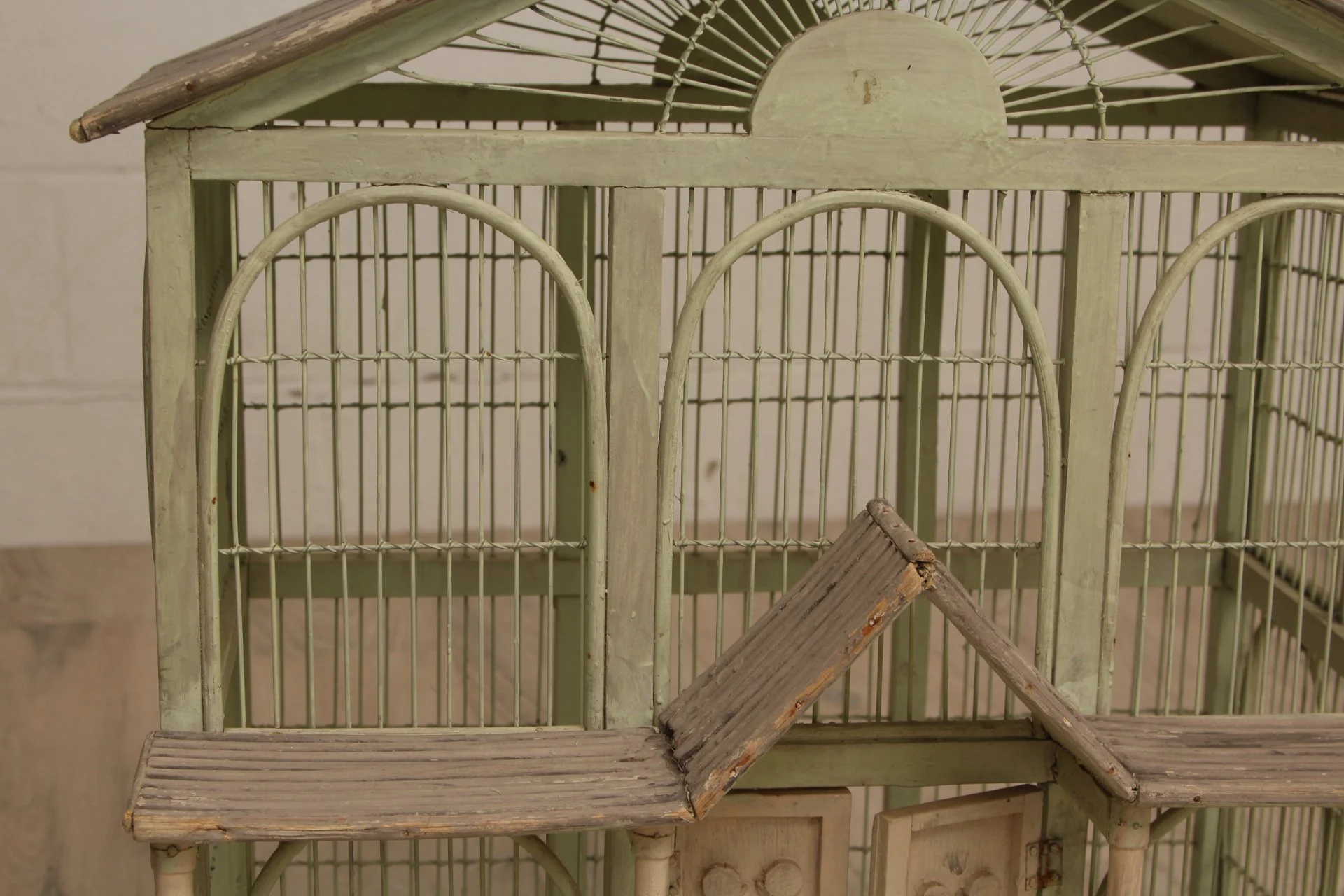 Vintage Gabled Wood & Metal Architectural Birdhouse c1950s - Image 7